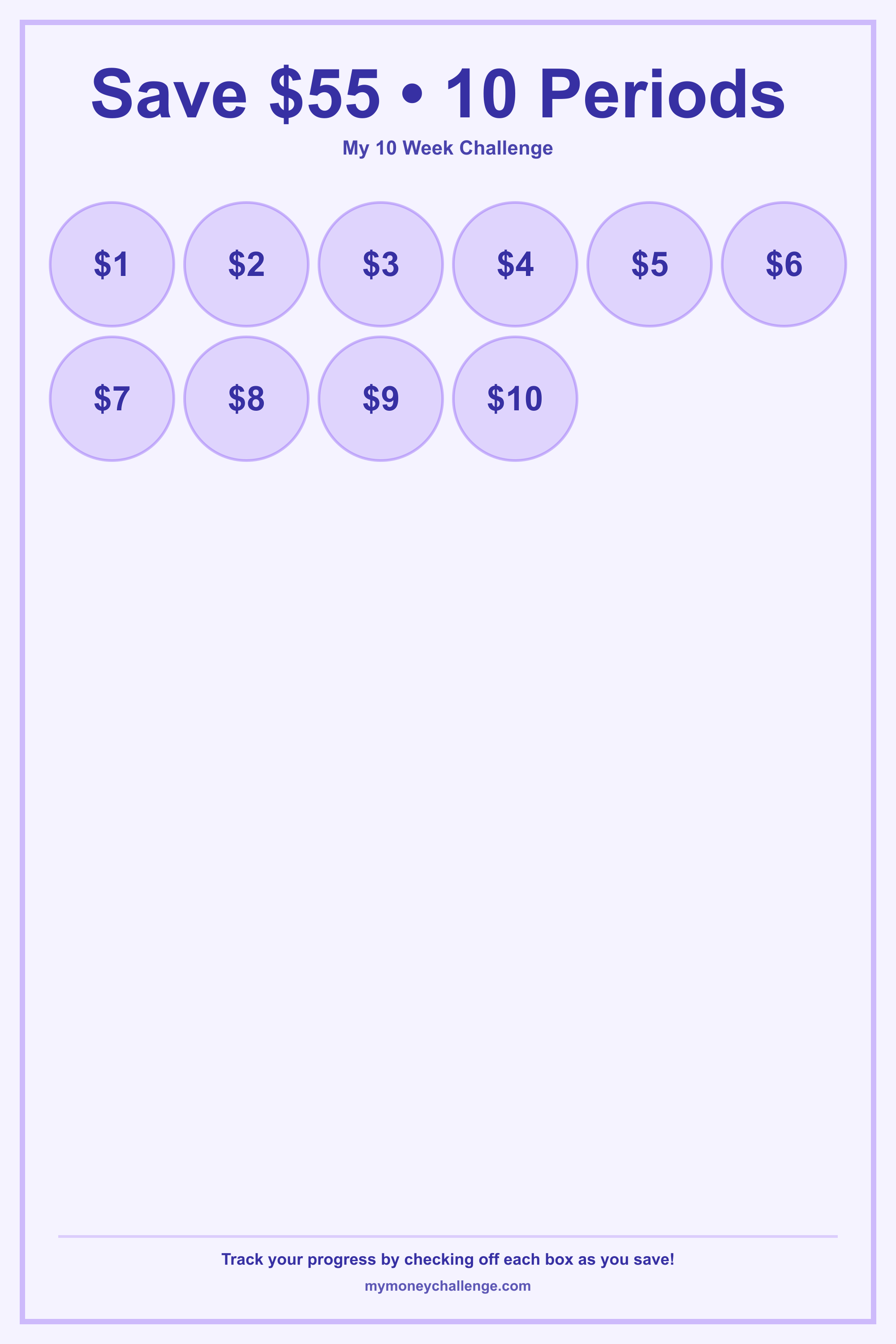 10 Week Challenge savings challenge preview - Save $55