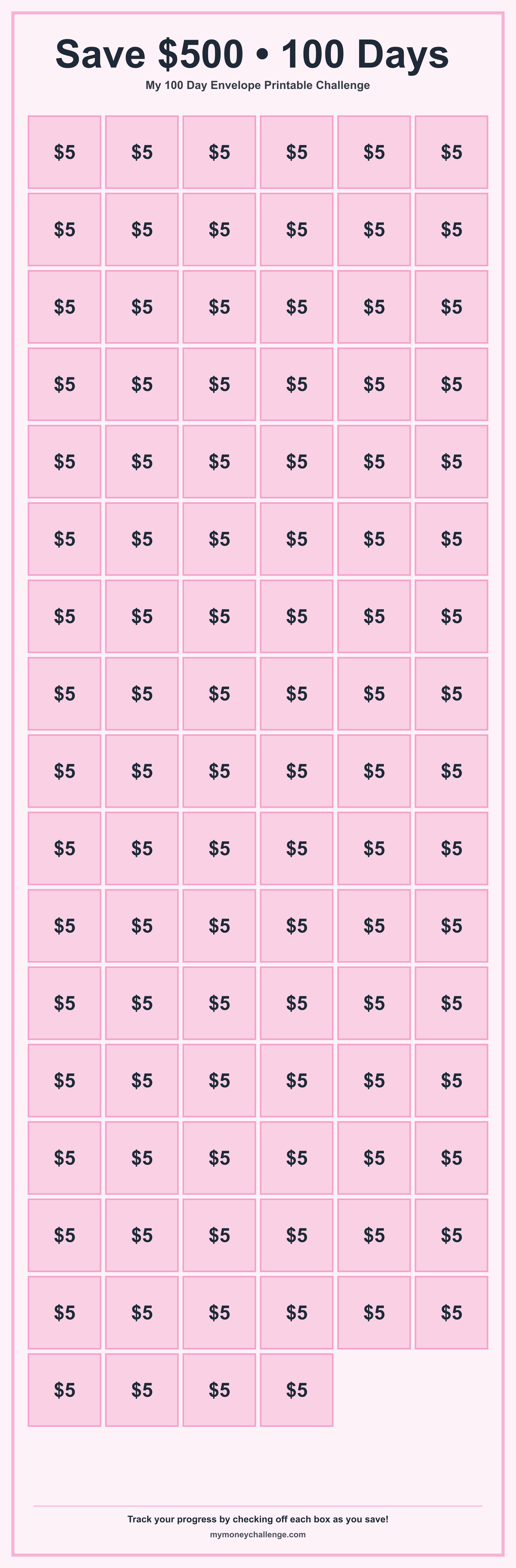 100 Day Envelope Printable Challenge savings challenge preview - Save $1,000
