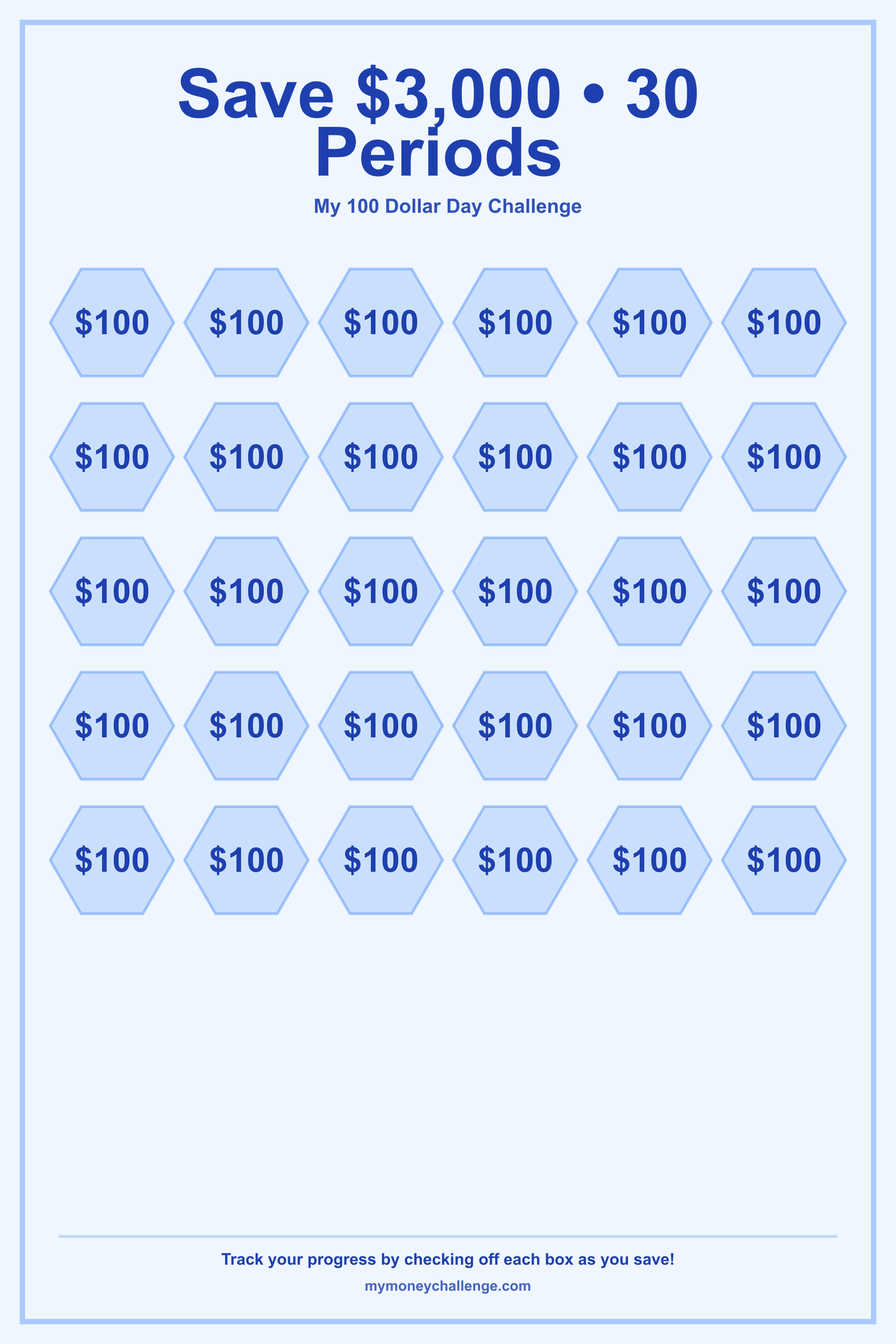 100 Dollar Day Challenge savings challenge preview - Save $3,000