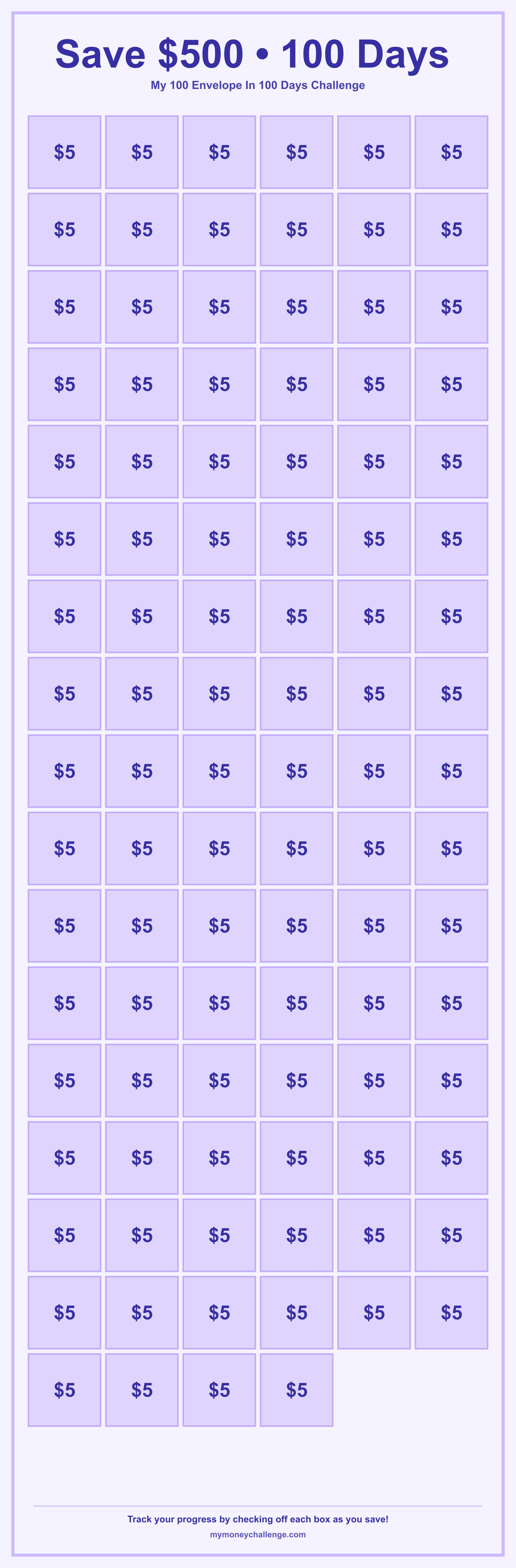 100 Envelope In 100 Days Challenge savings challenge preview - Save $1,000