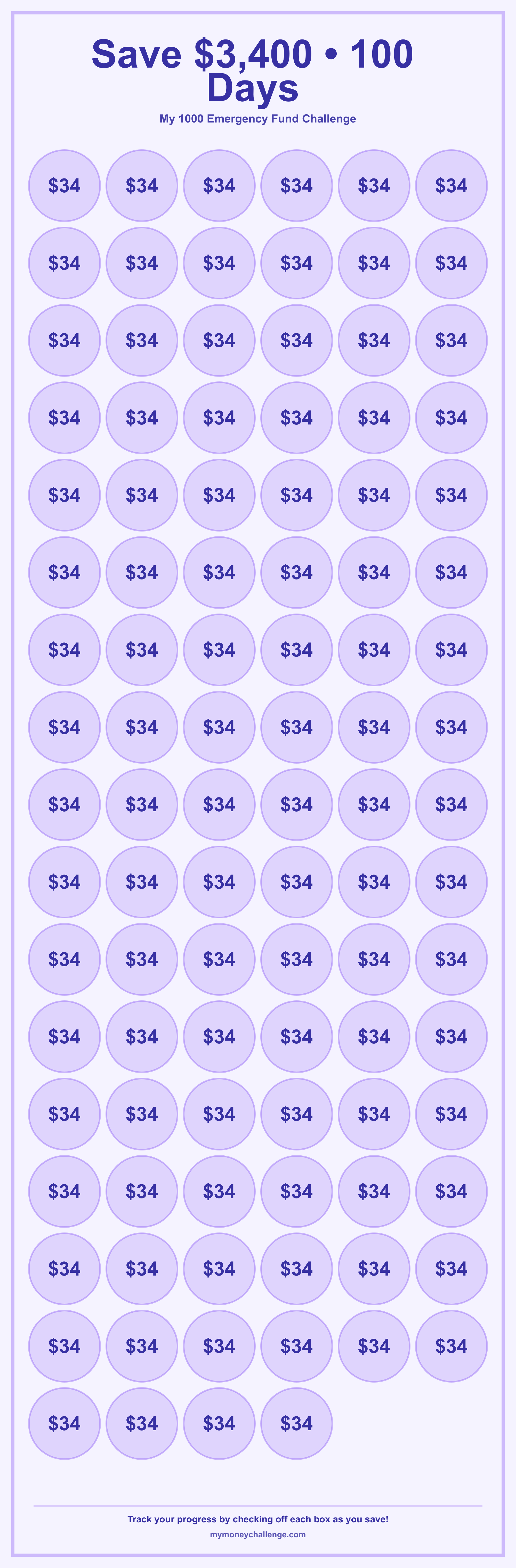 1000 Emergency Fund Challenge savings challenge preview - Save $1,000