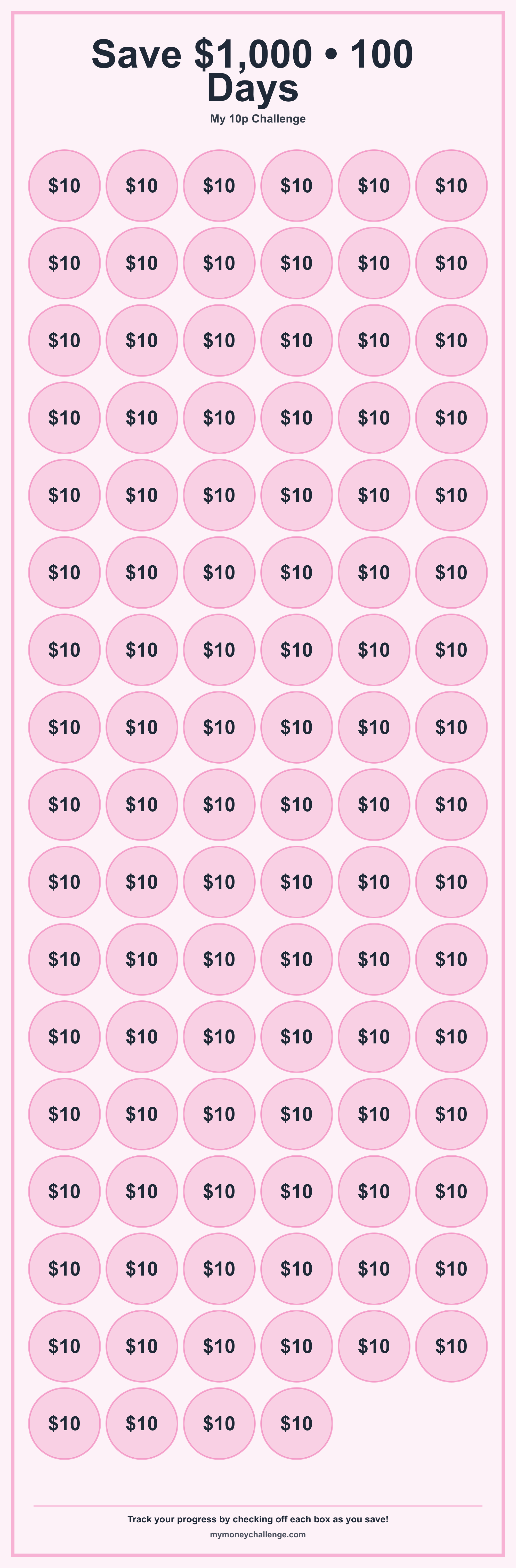 10p Challenge savings challenge preview - Save $300