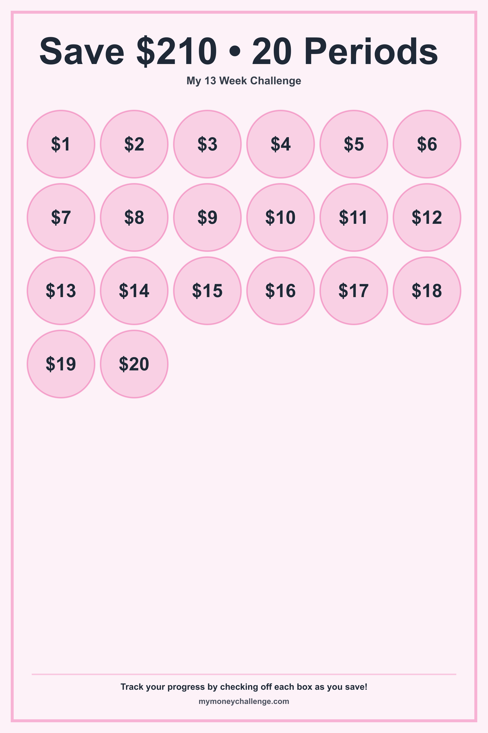 13 Week Challenge savings challenge preview - Save $91