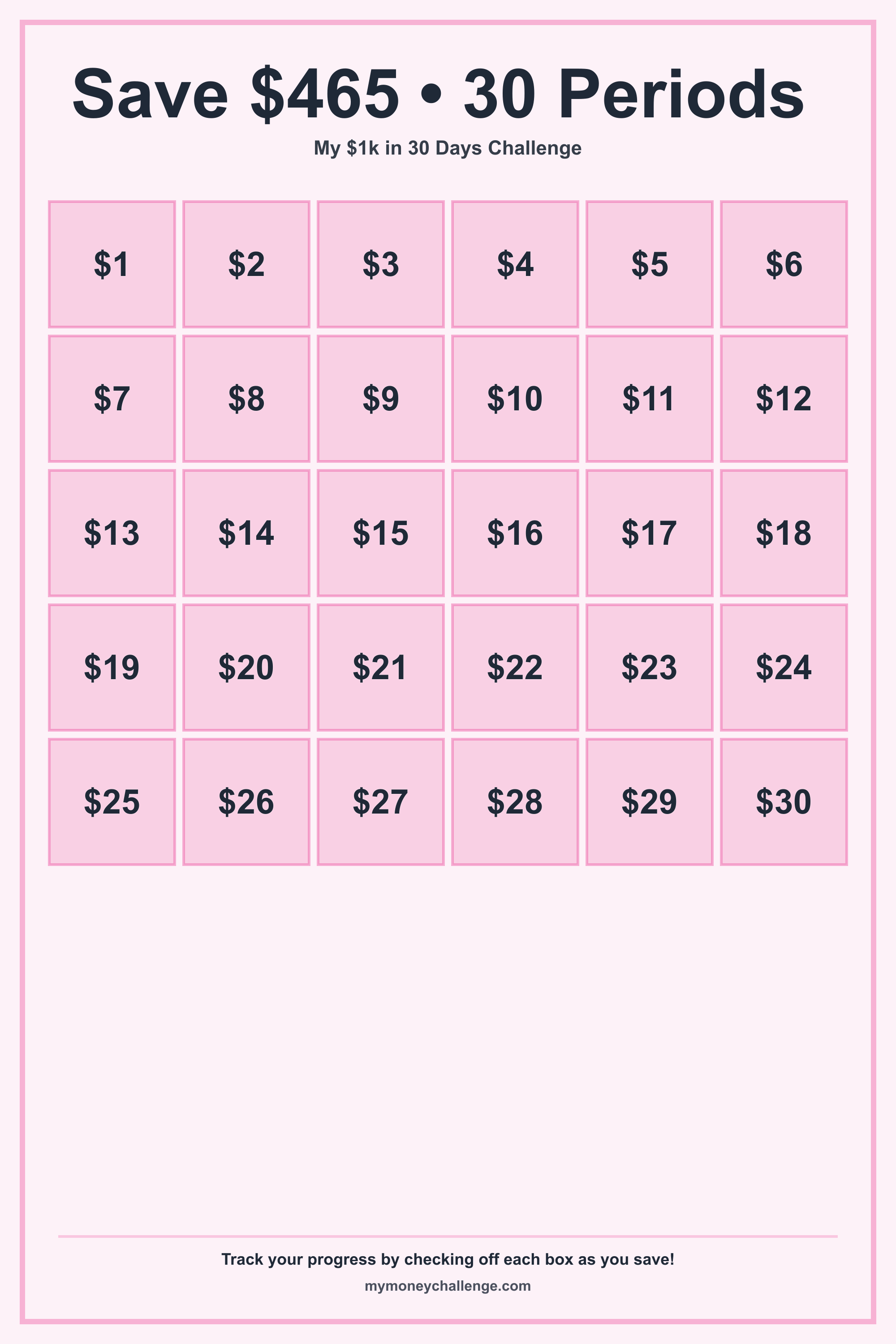 $1k in 30 Days Challenge savings challenge preview - Save $1,000