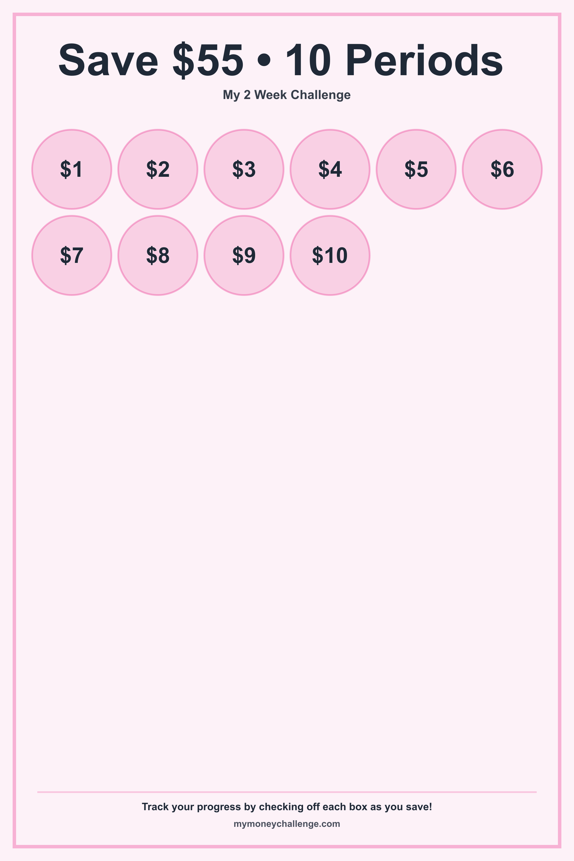 2 Week Challenge savings challenge preview - Save $3