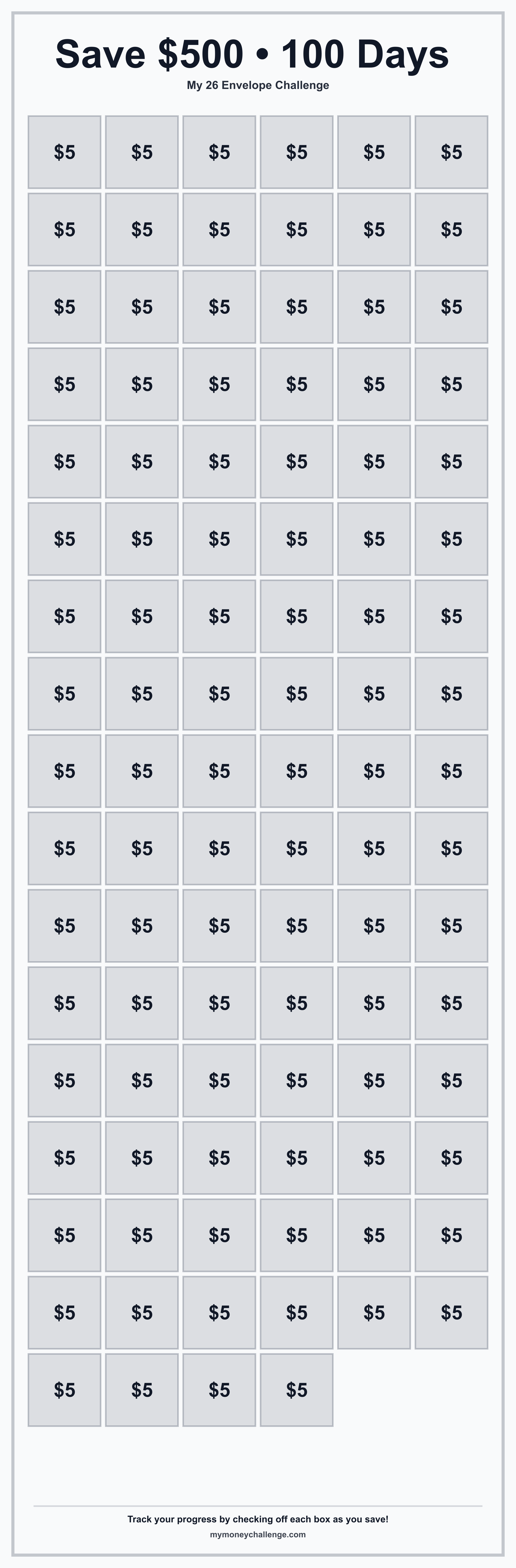 26 Envelope Challenge savings challenge preview - Save $260