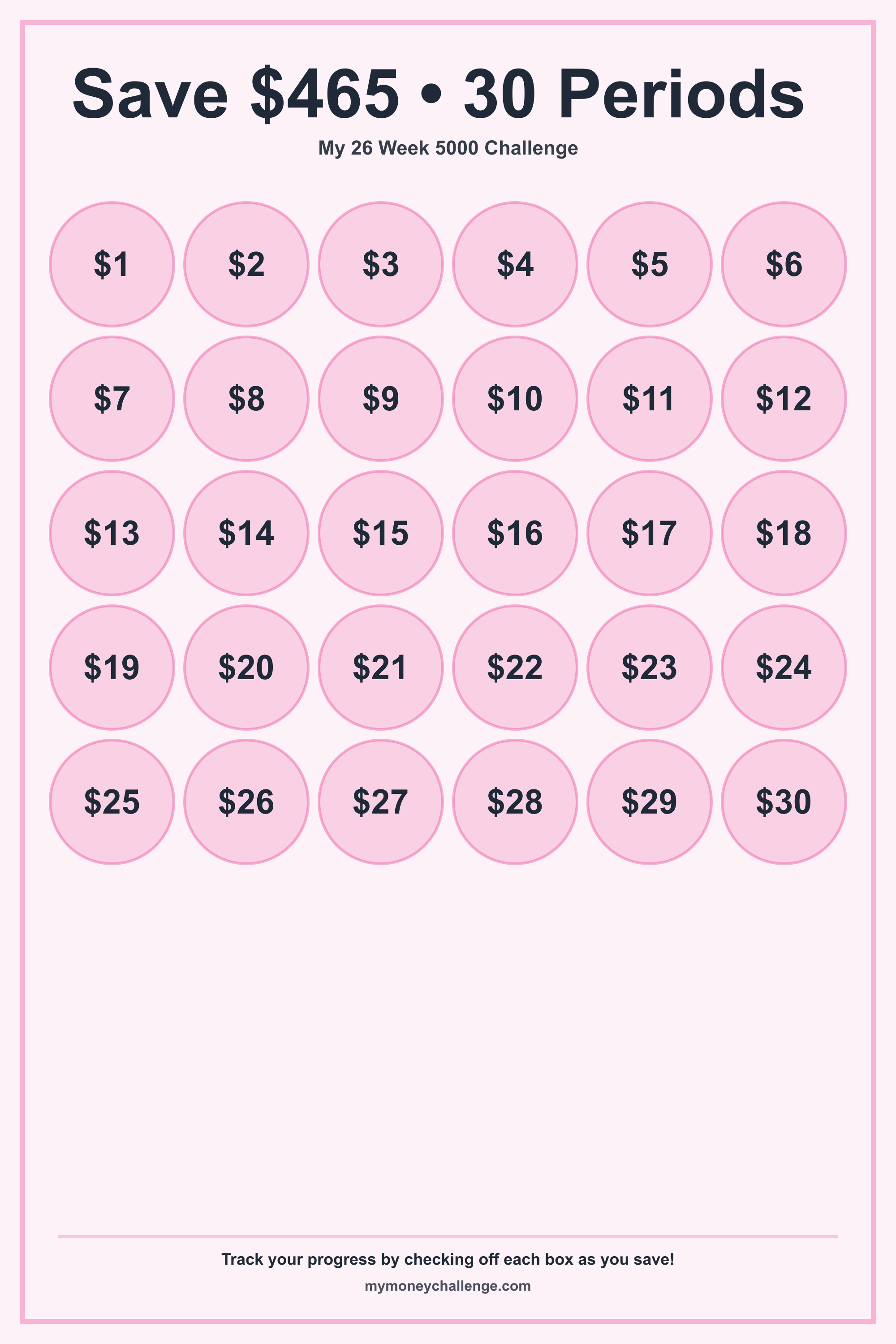 26 Week 5000 Challenge savings challenge preview - Save $351