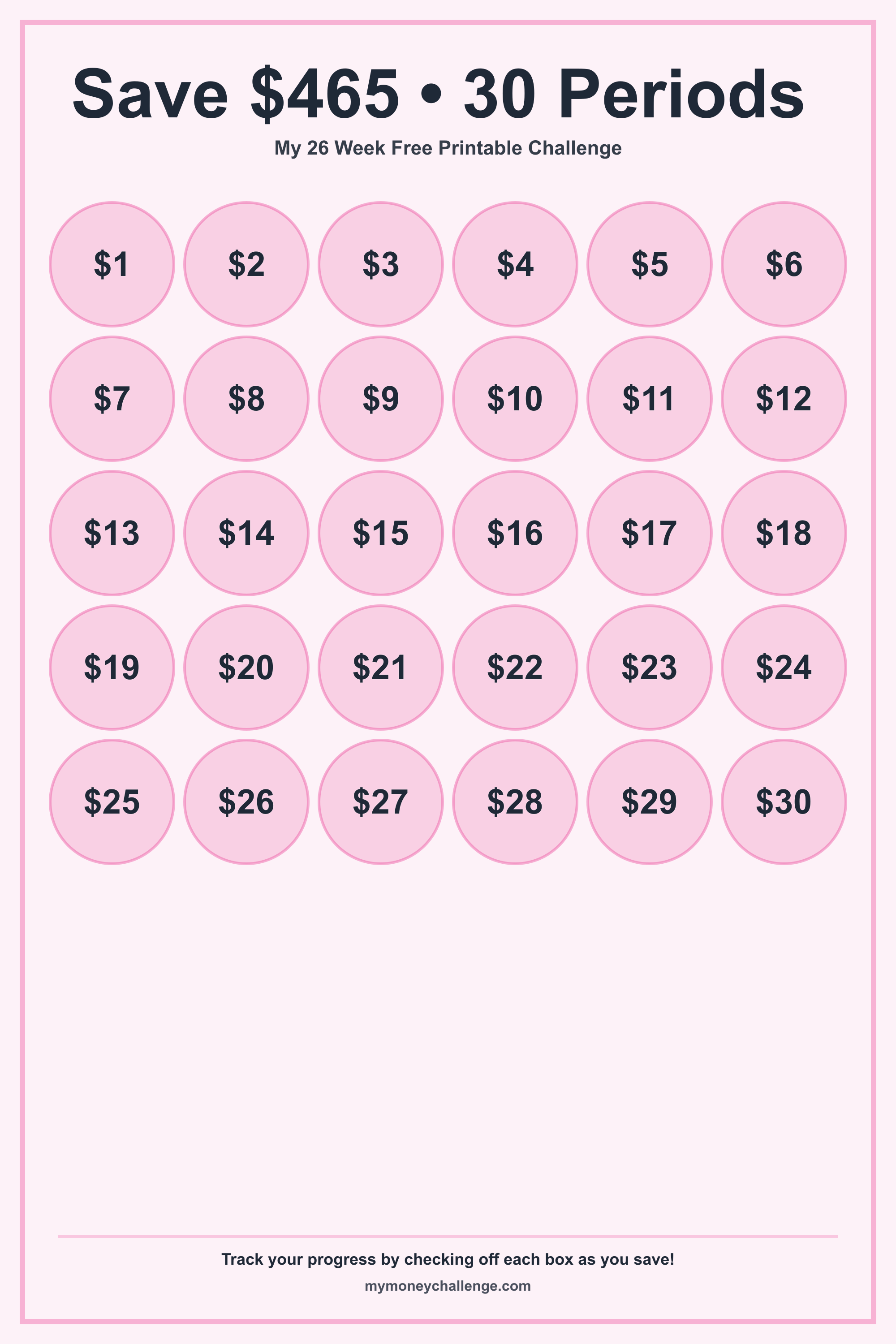 26 Week Free Printable Challenge savings challenge preview - Save $351