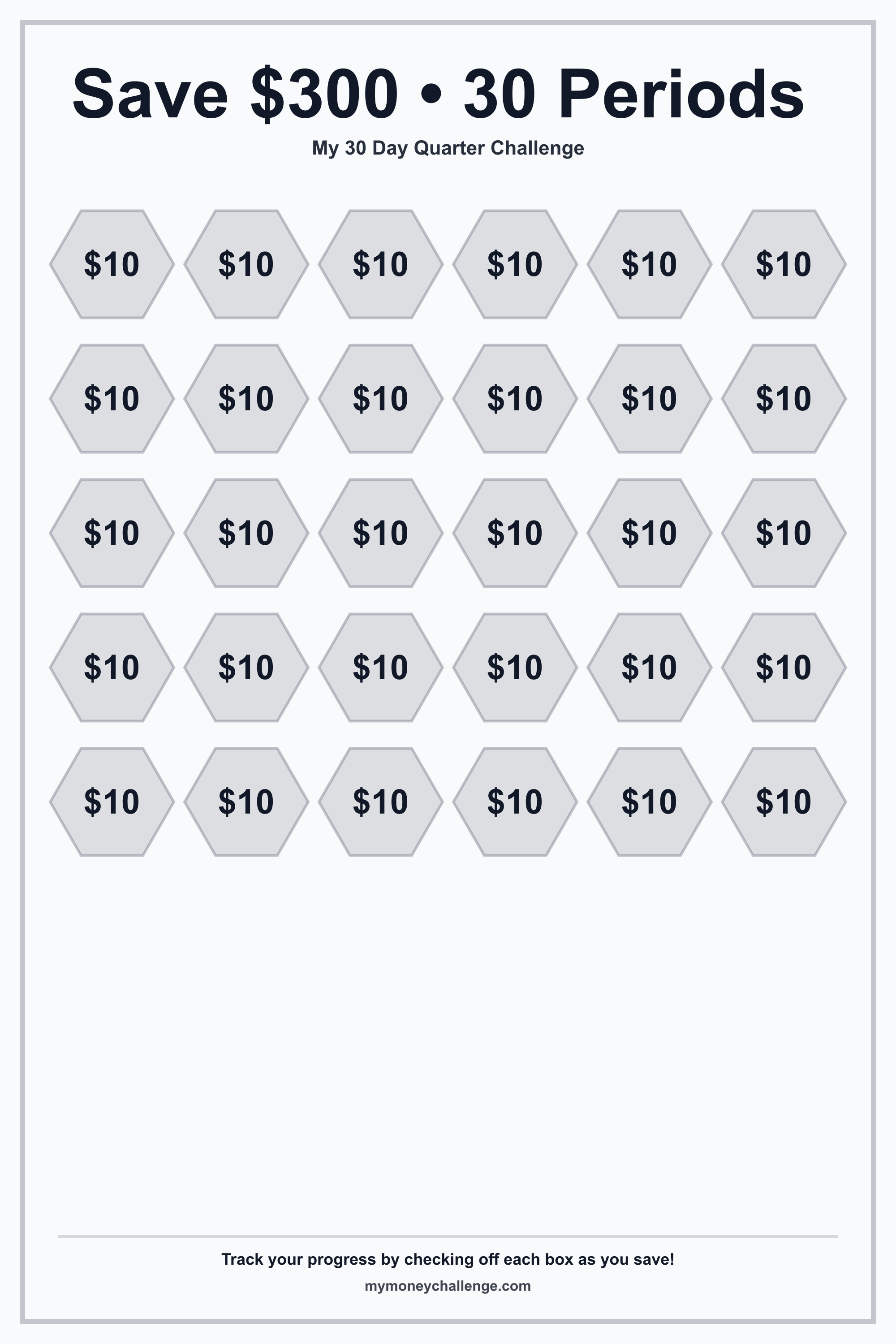 30 Day Quarter Challenge savings challenge preview - Save $300
