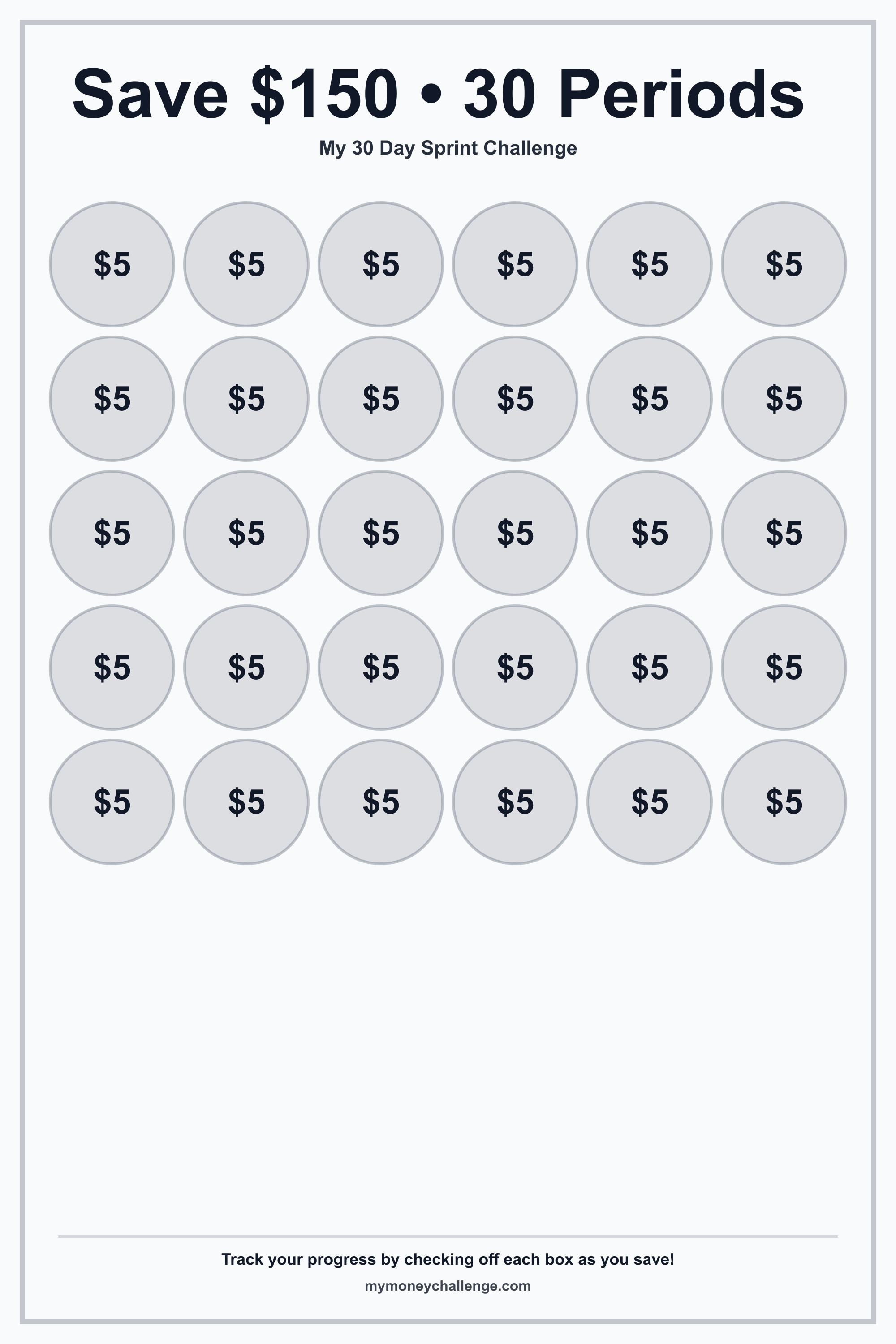 30 Day Sprint Challenge savings challenge preview - Save $150