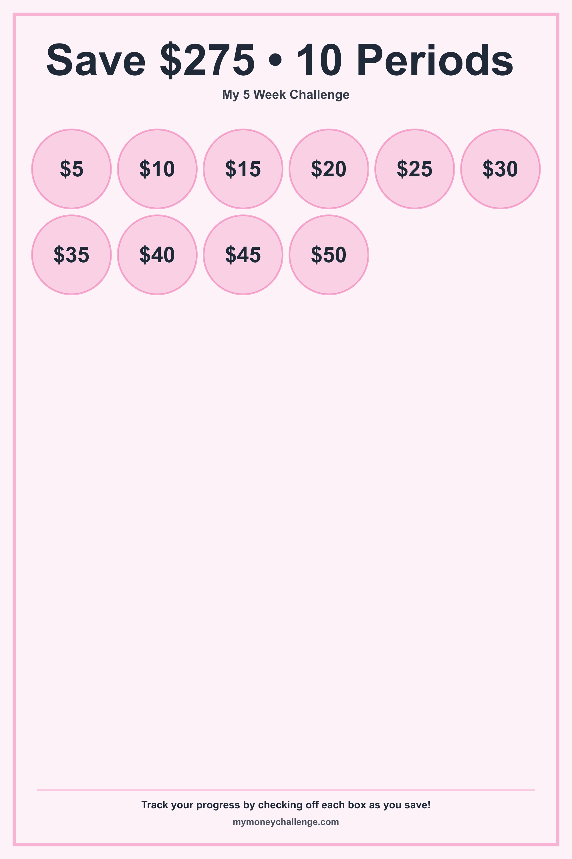 5 Week Challenge savings challenge preview - Save $75