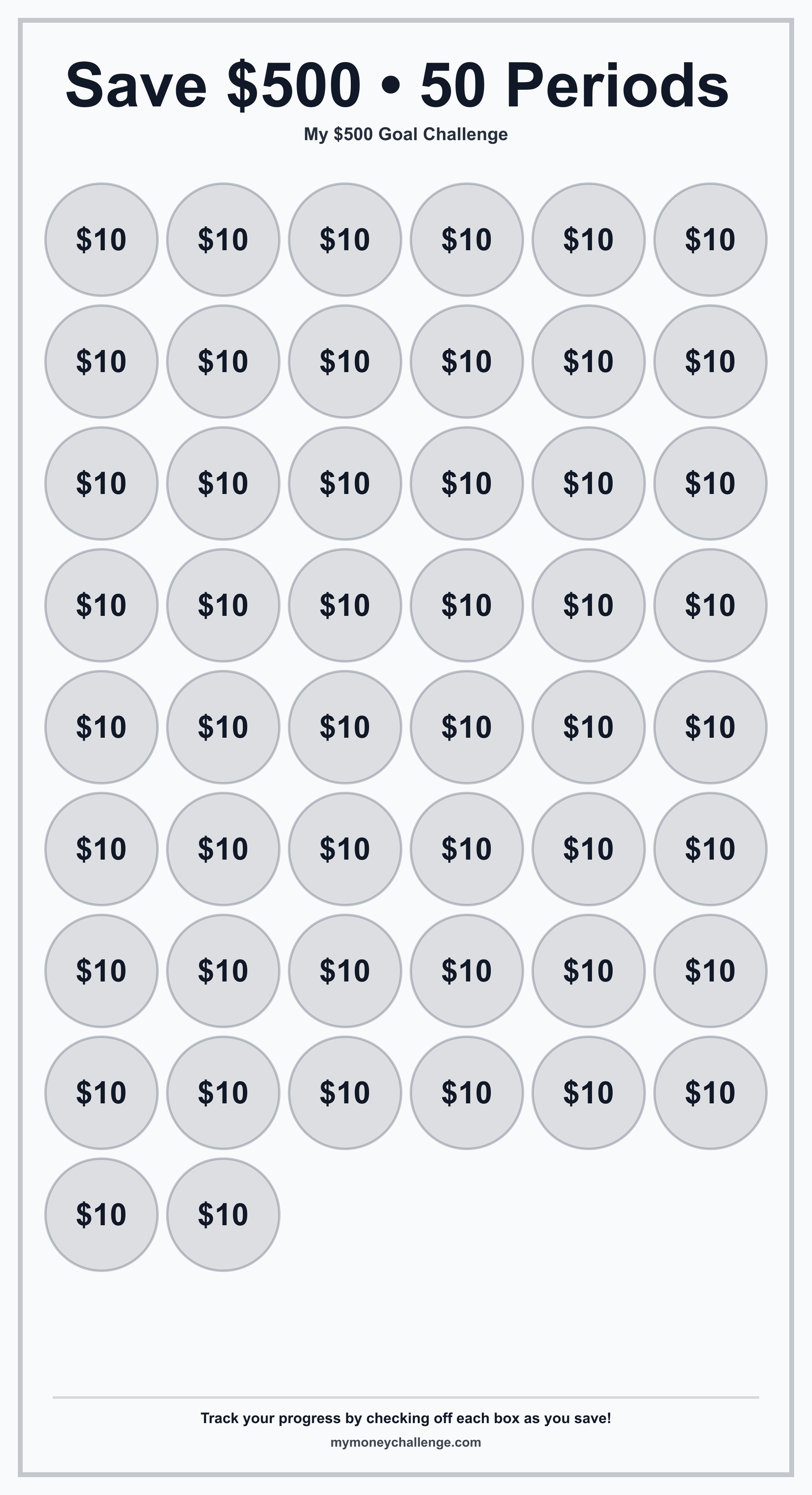 $500 Goal Challenge savings challenge preview - Save $500