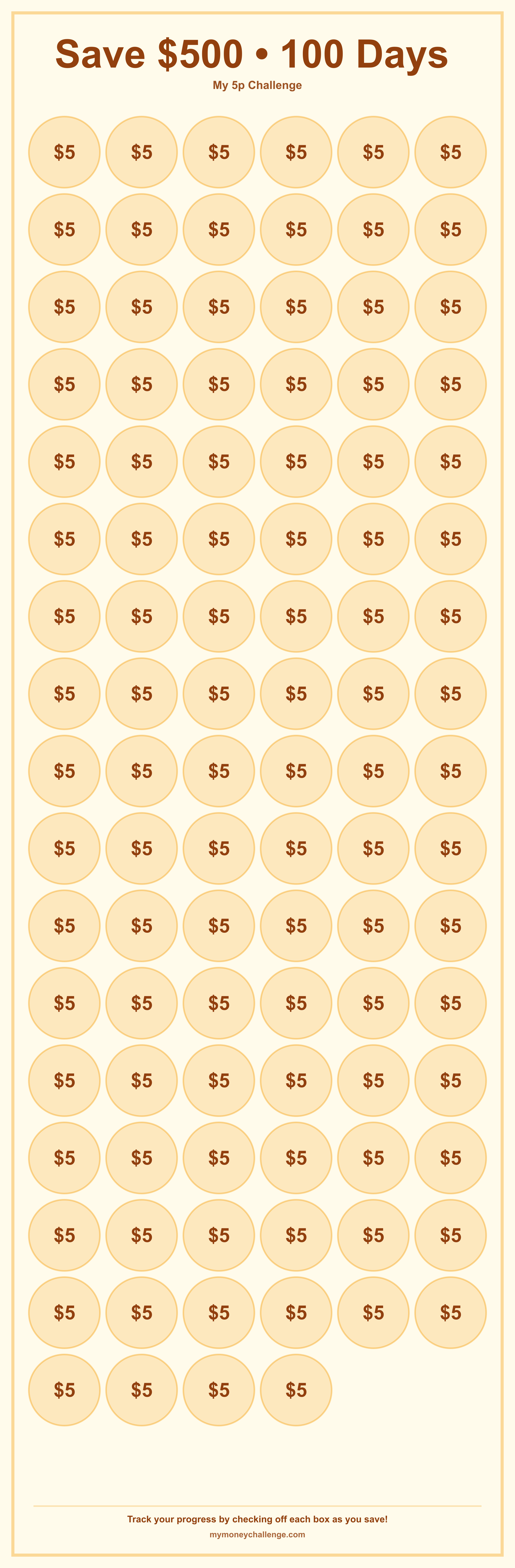 5p Challenge savings challenge preview - Save $150