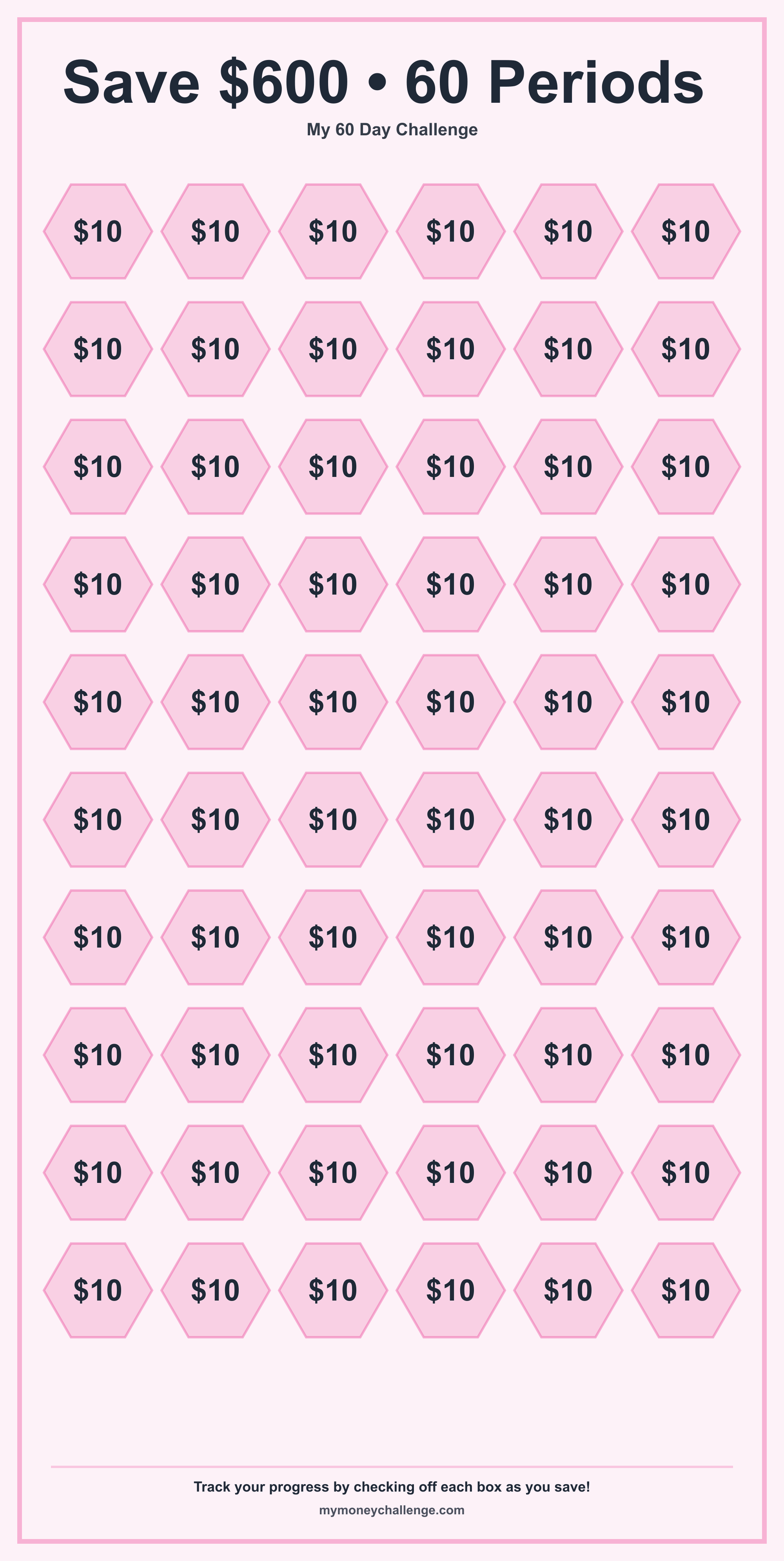 60 Day Challenge savings challenge preview - Save $600
