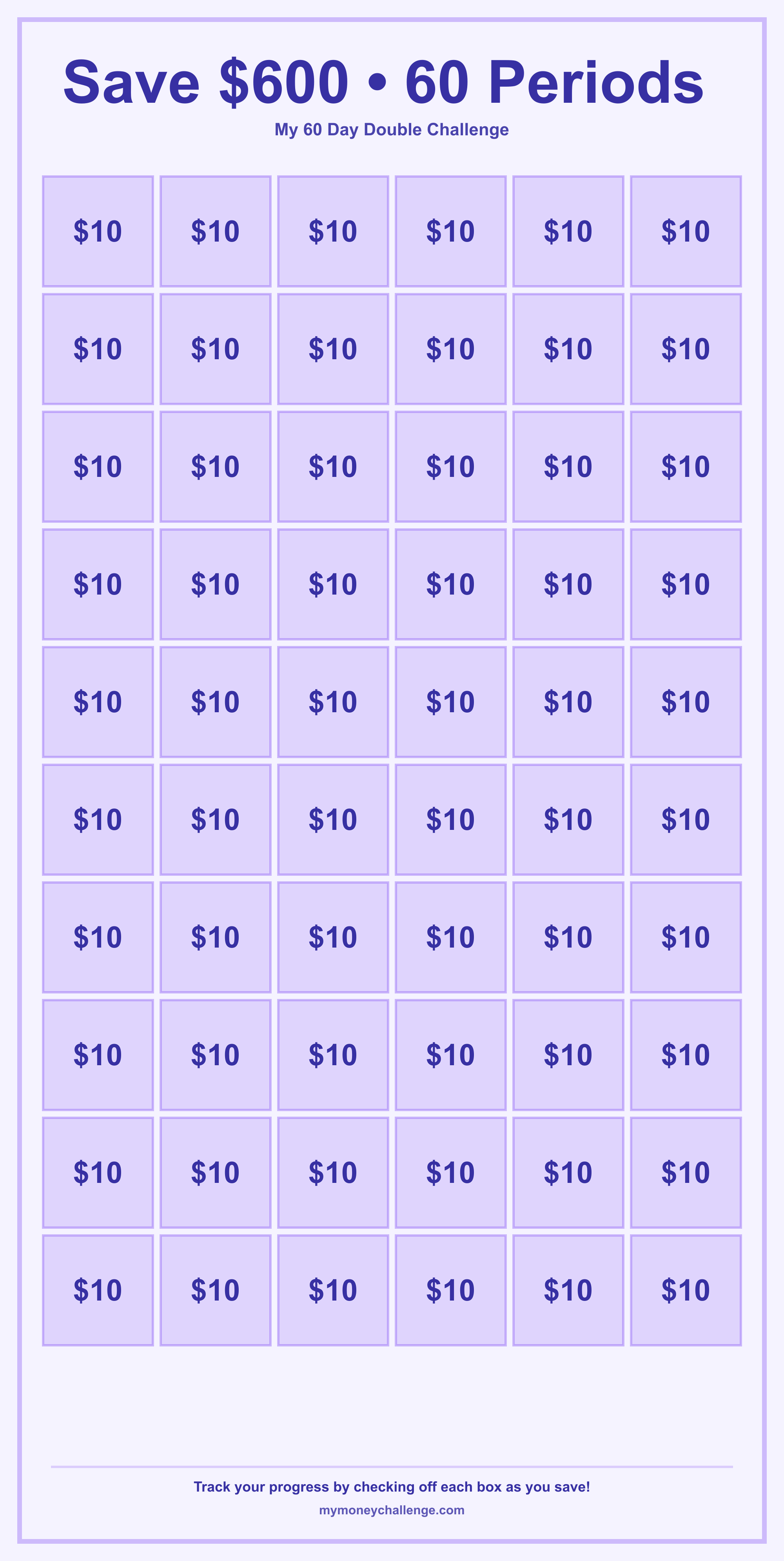 60 Day Double Challenge savings challenge preview - Save $600