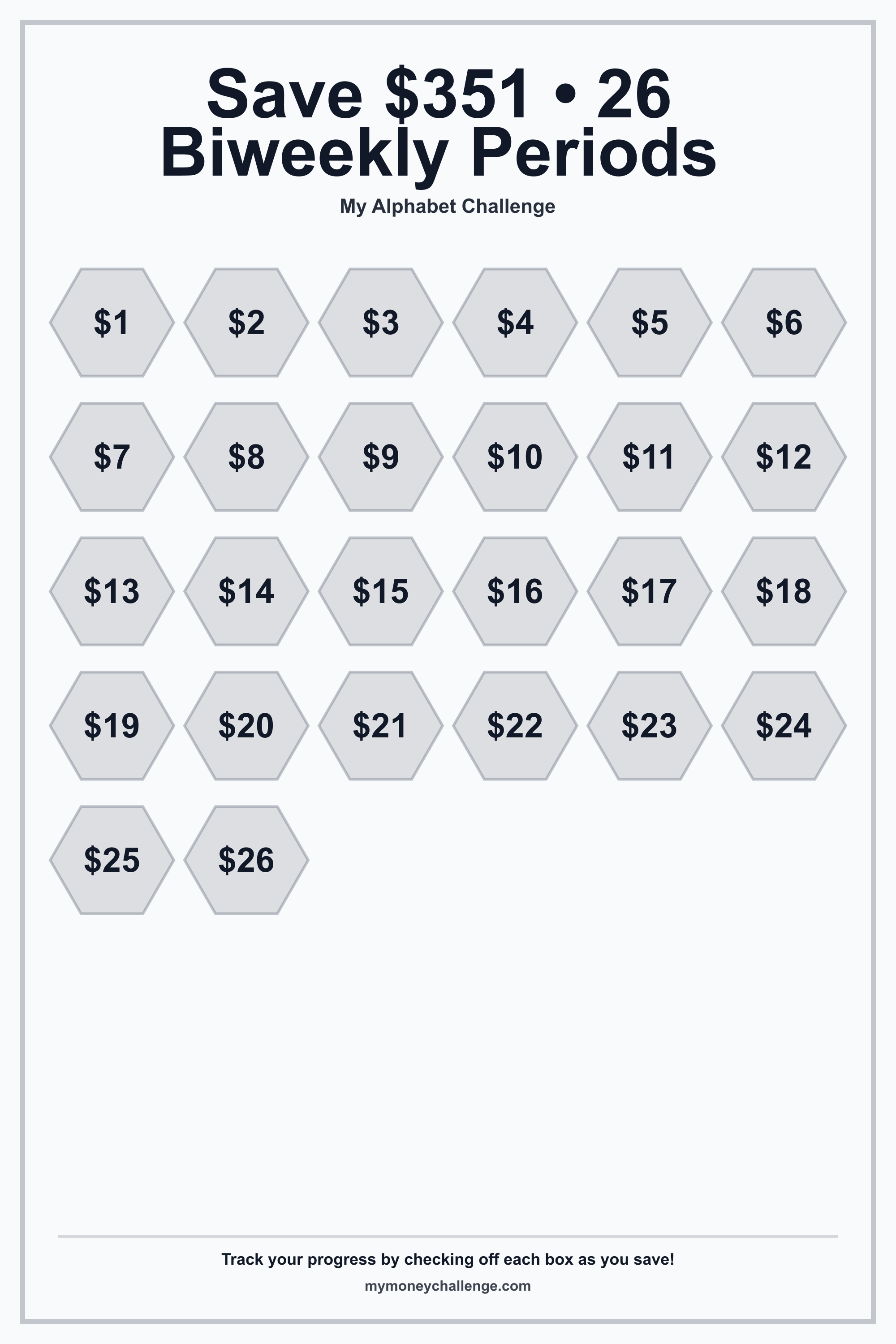 Alphabet Savings Challenge savings challenge preview - Save $351