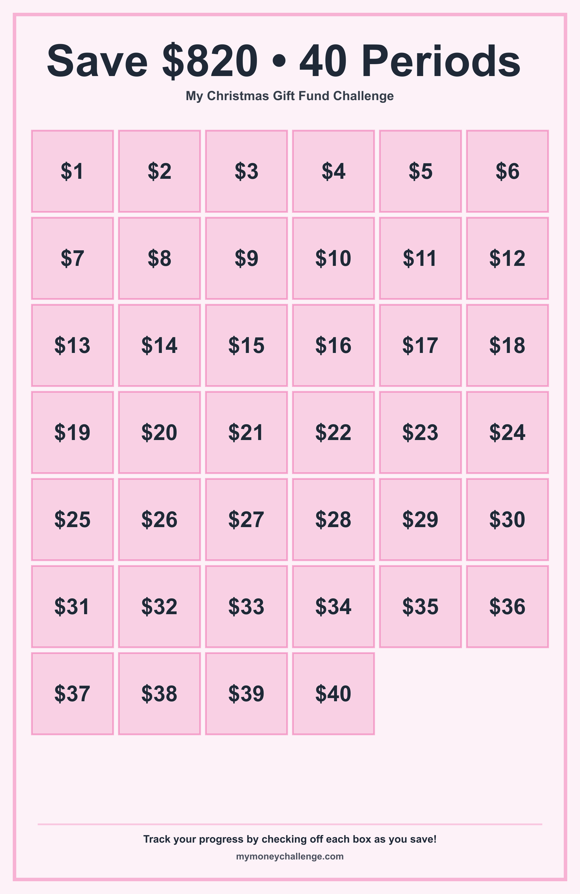 Christmas Gift Fund Challenge savings challenge preview - Save $1,000