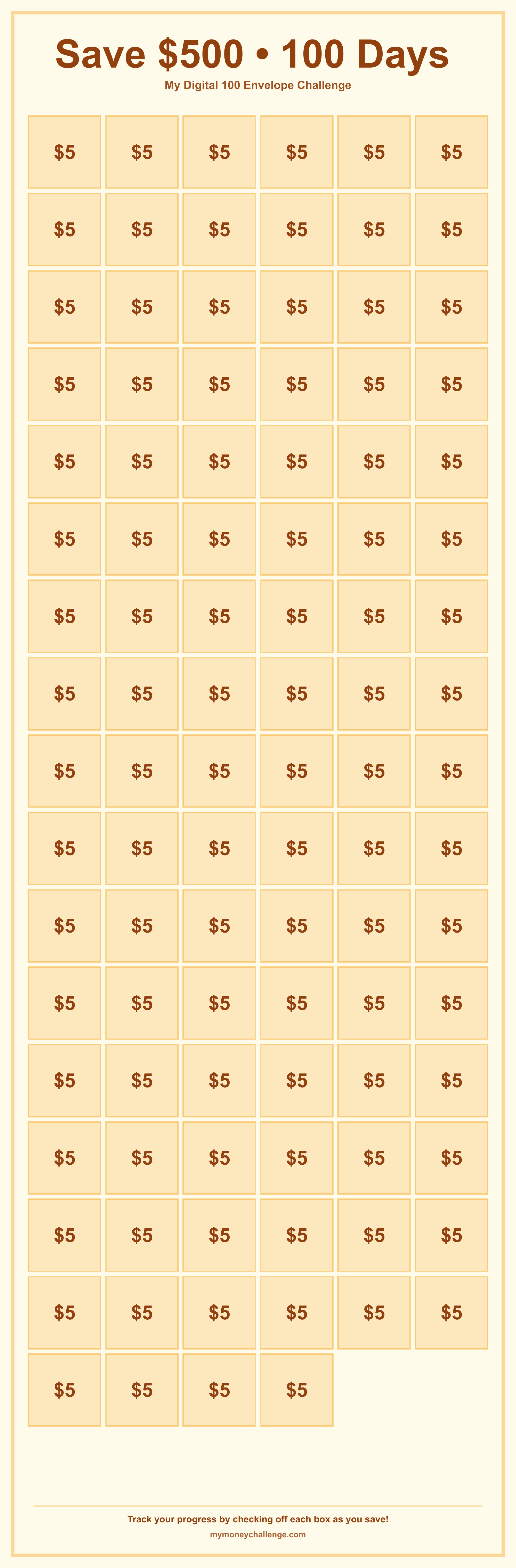 Digital 100 Envelope Challenge savings challenge preview - Save $1,000