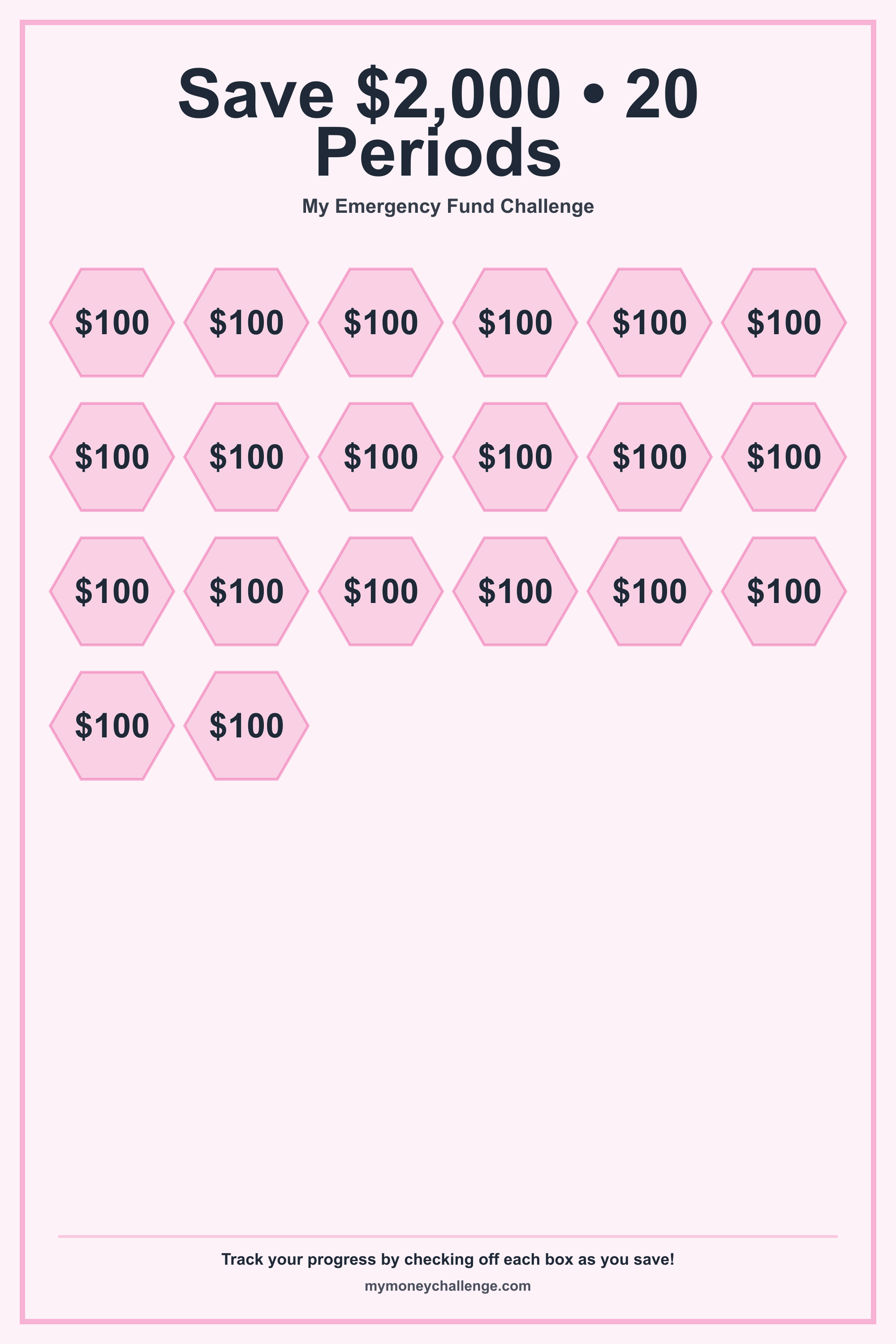 Emergency Fund Challenge savings challenge preview - Save $2,000