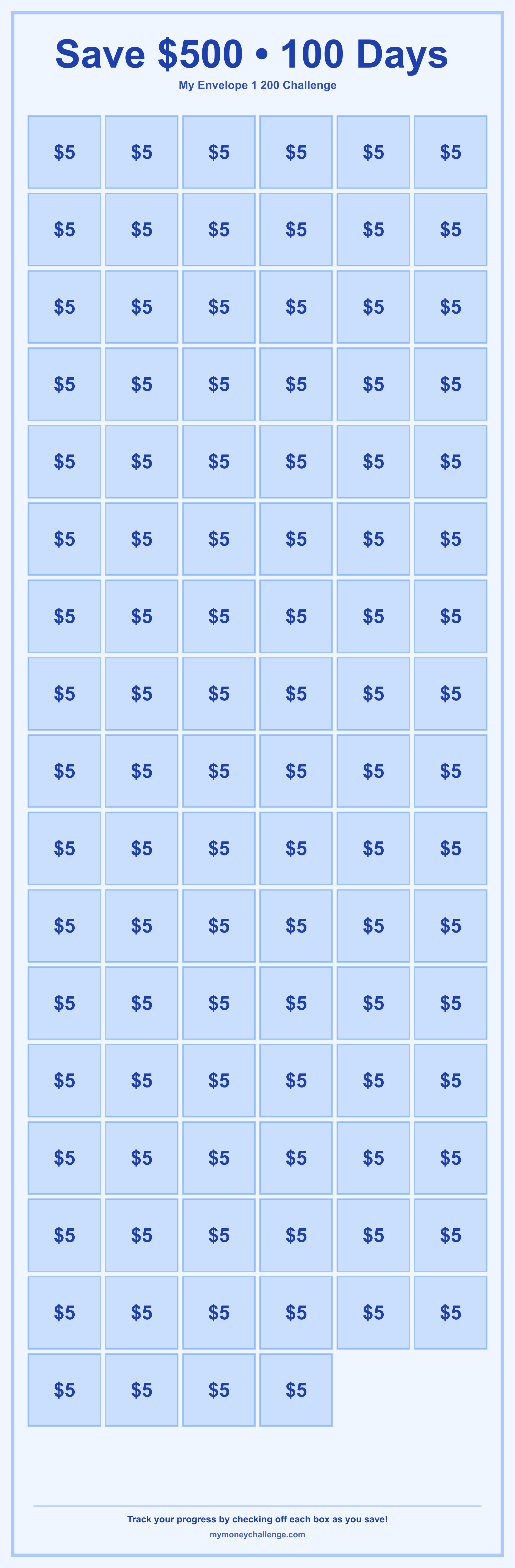 Envelope 1 200 Challenge savings challenge preview - Save $1,000