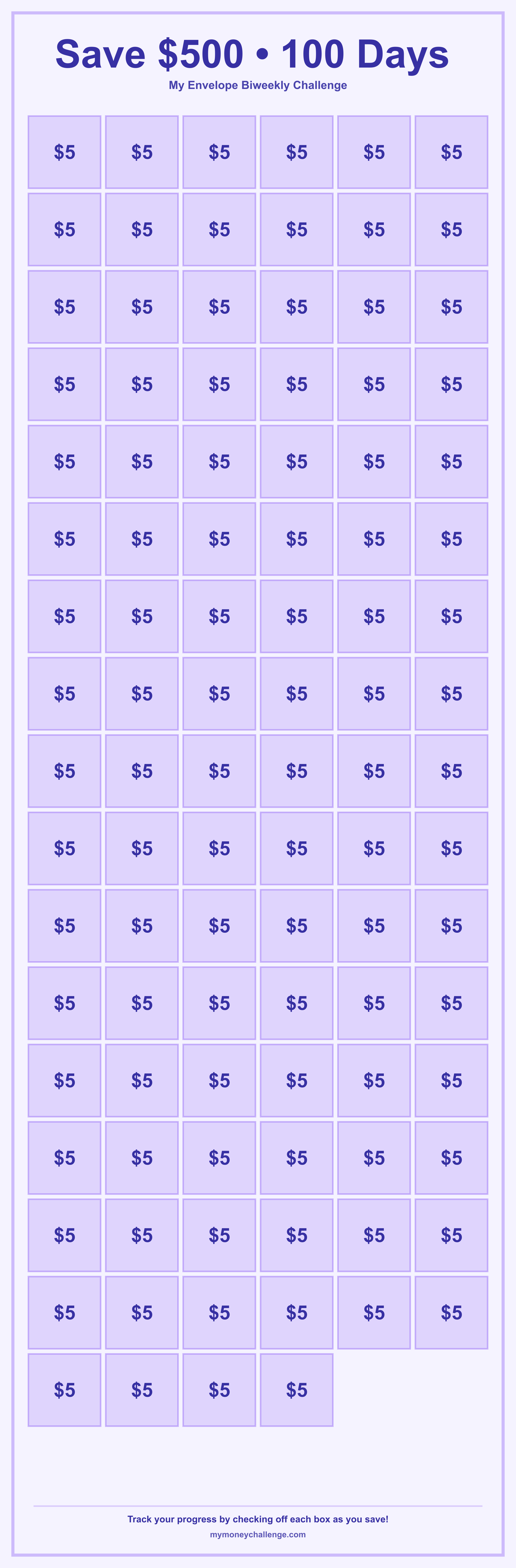 Envelope Biweekly Challenge savings challenge preview - Save $1,000