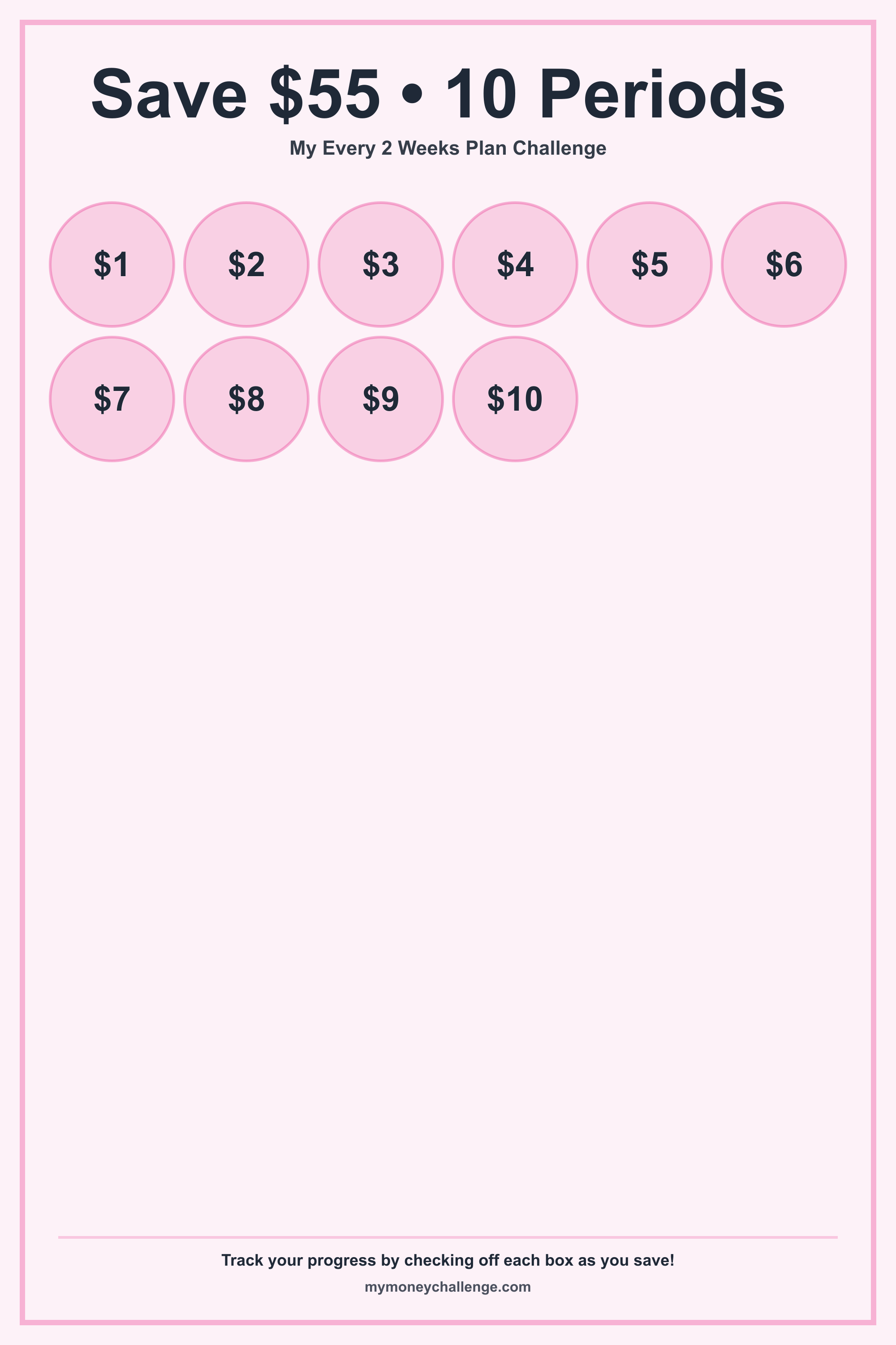 Every 2 Weeks Plan Challenge savings challenge preview - Save $3