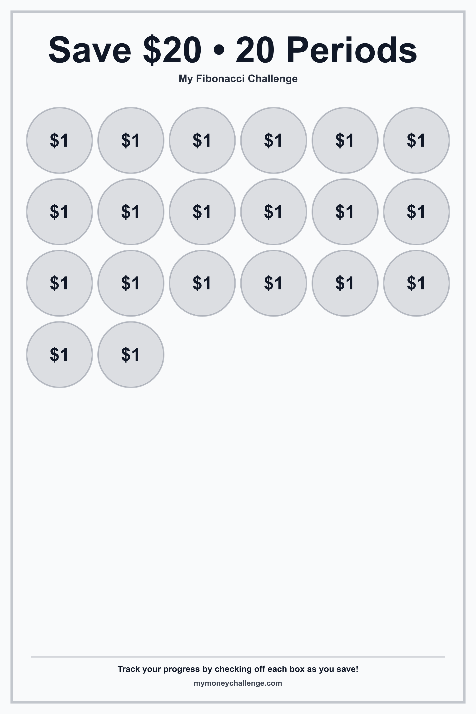Fibonacci Savings Challenge savings challenge preview - Save Variable