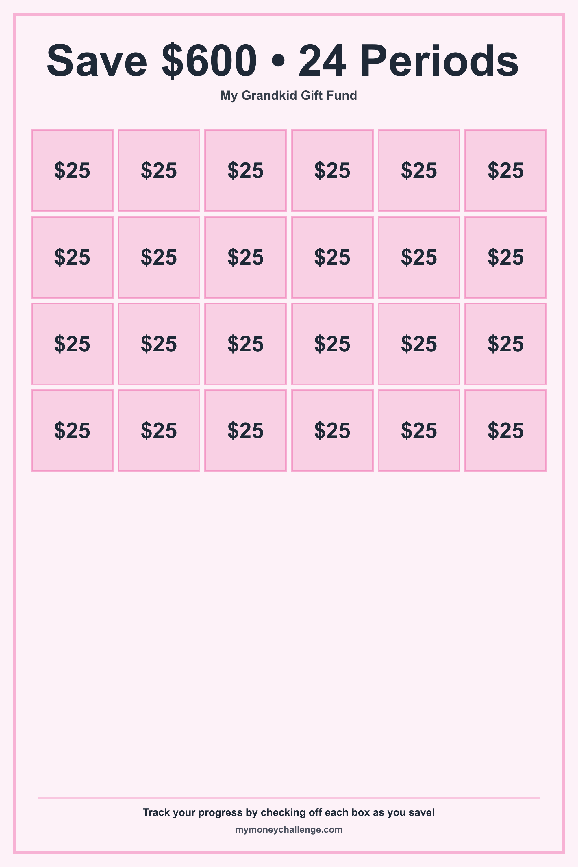 Grandkid Gift Fund Challenge savings challenge preview - Save $600