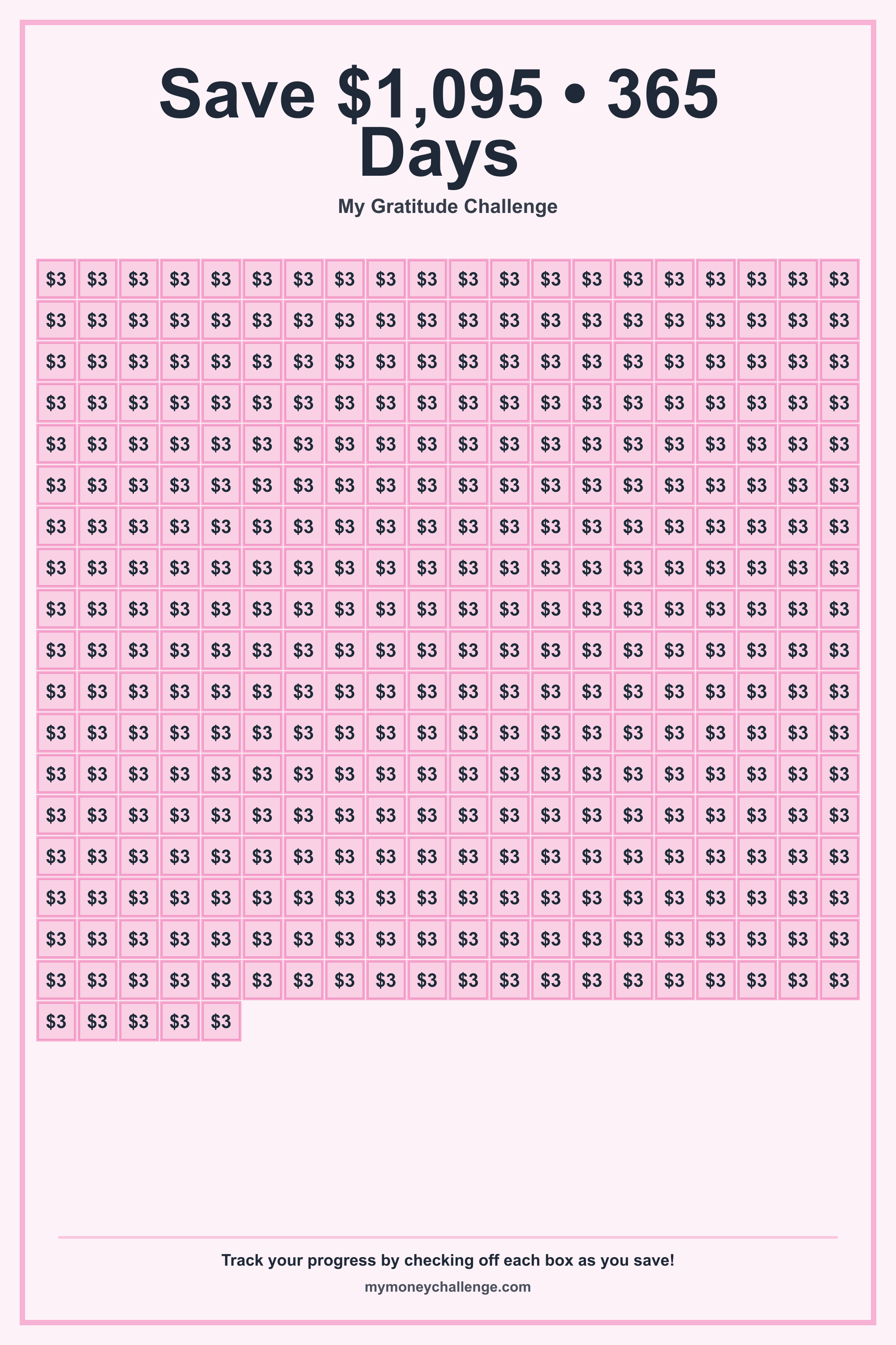 Gratitude Savings Challenge savings challenge preview - Save Variable