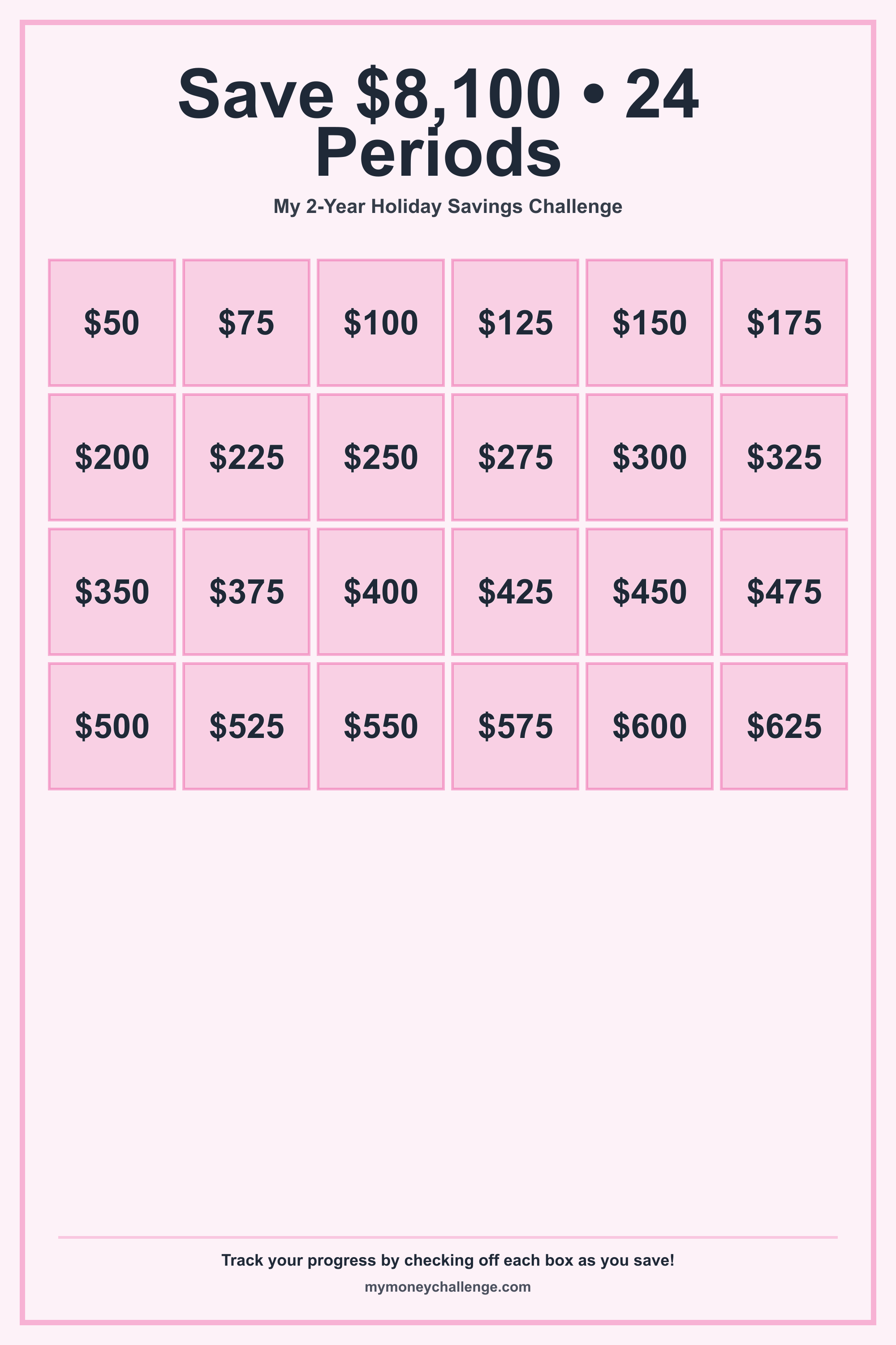 2-Year Holiday Savings Challenge savings challenge preview - Save $8,100