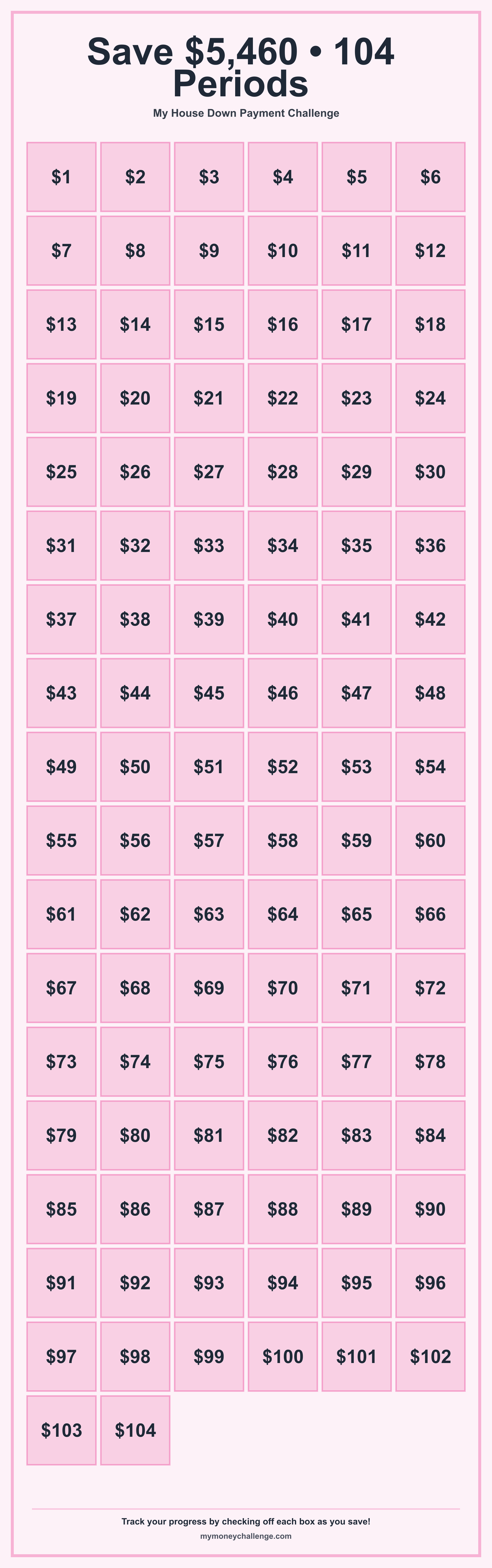 House Down Payment Challenge savings challenge preview - Save $20,000