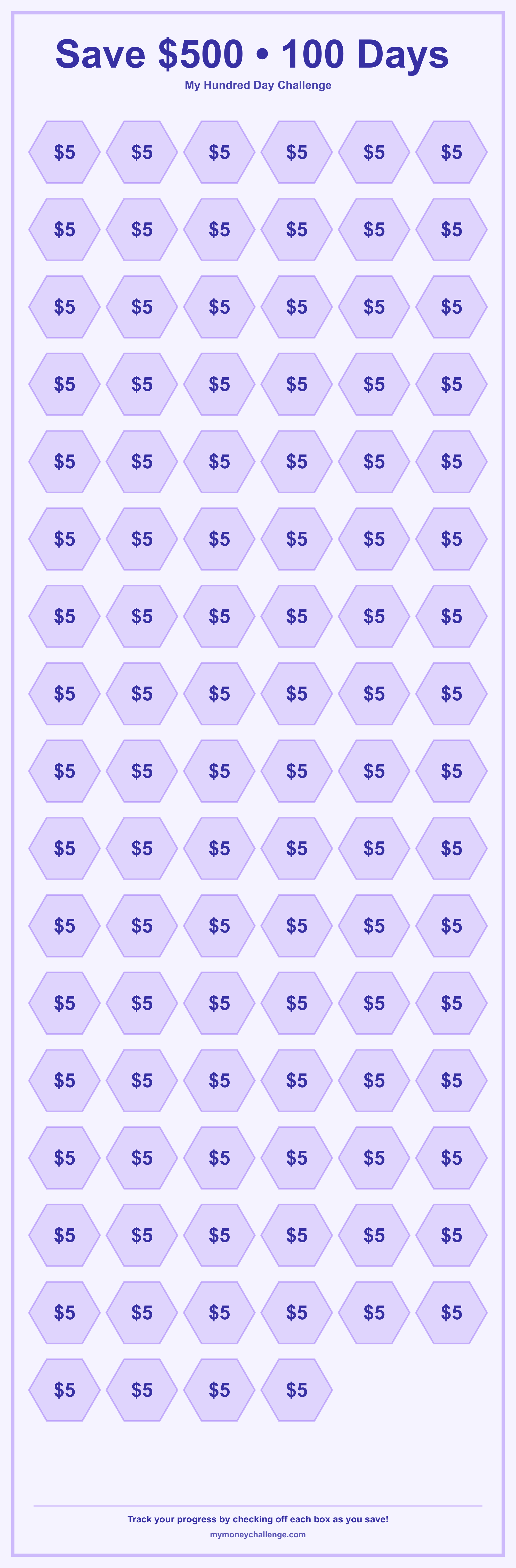 Hundred Day Challenge savings challenge preview - Save $150