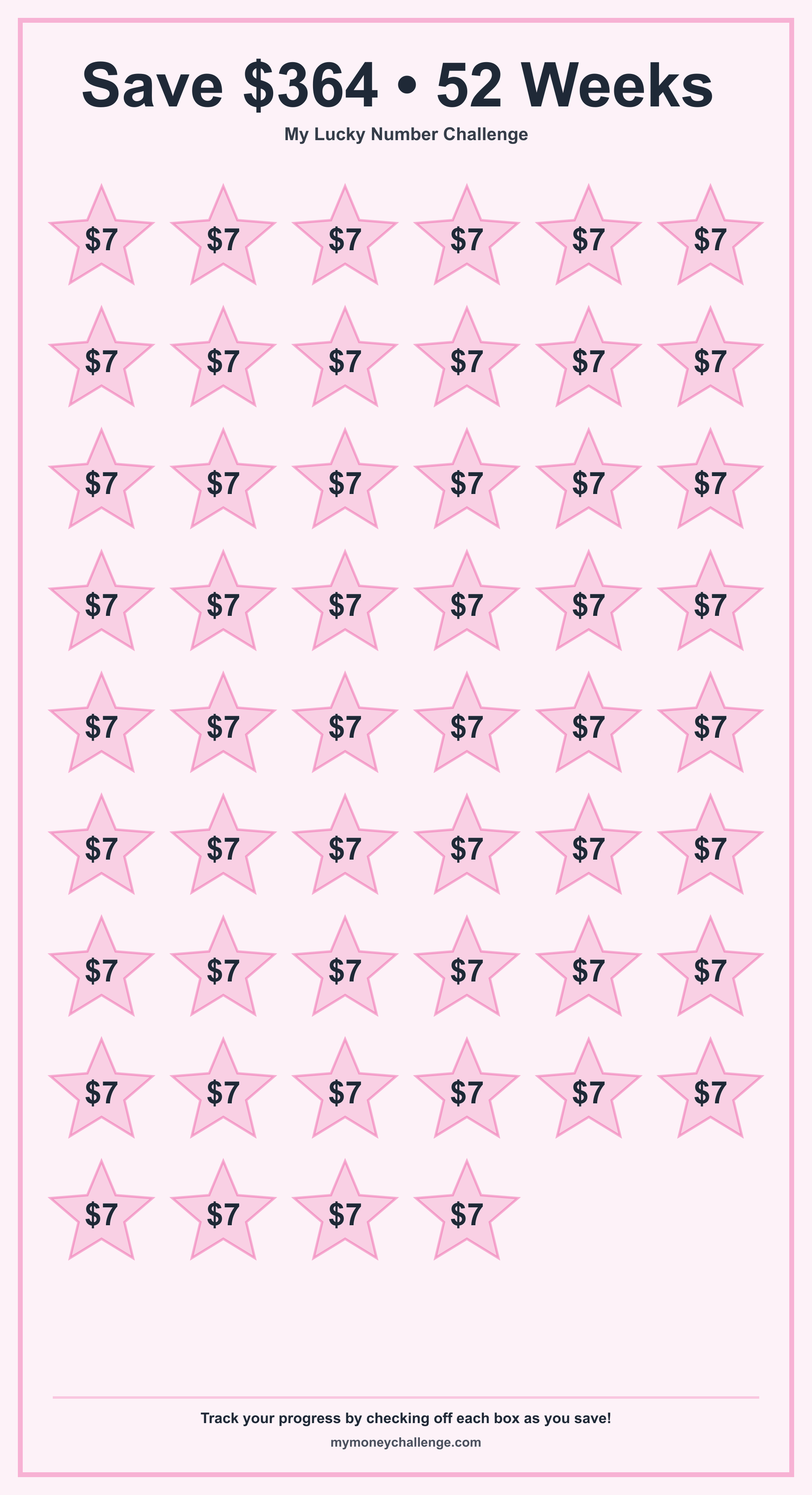 Lucky Number Savings Challenge savings challenge preview - Save Variable