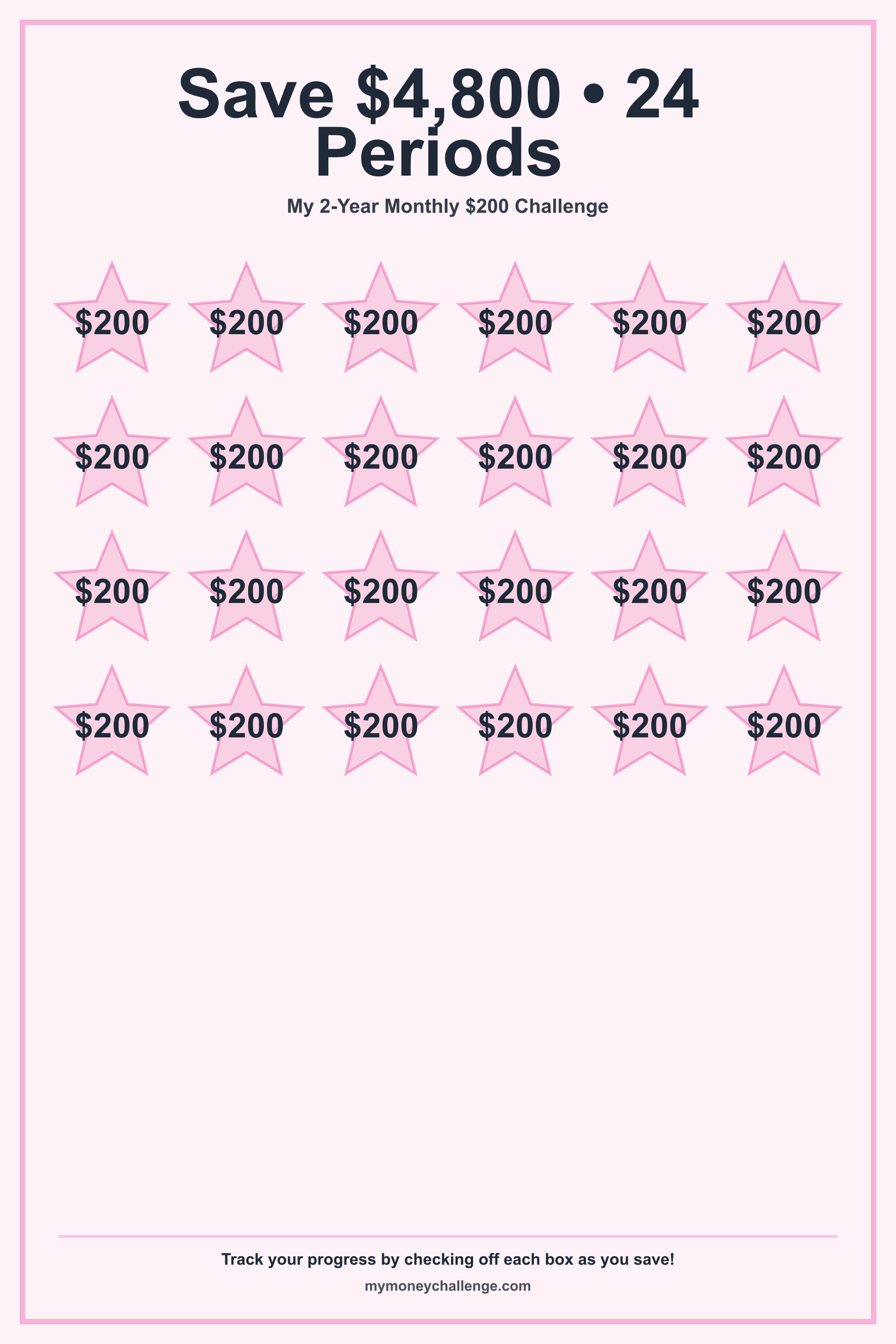 2-Year Monthly $200 Challenge savings challenge preview - Save $4,800