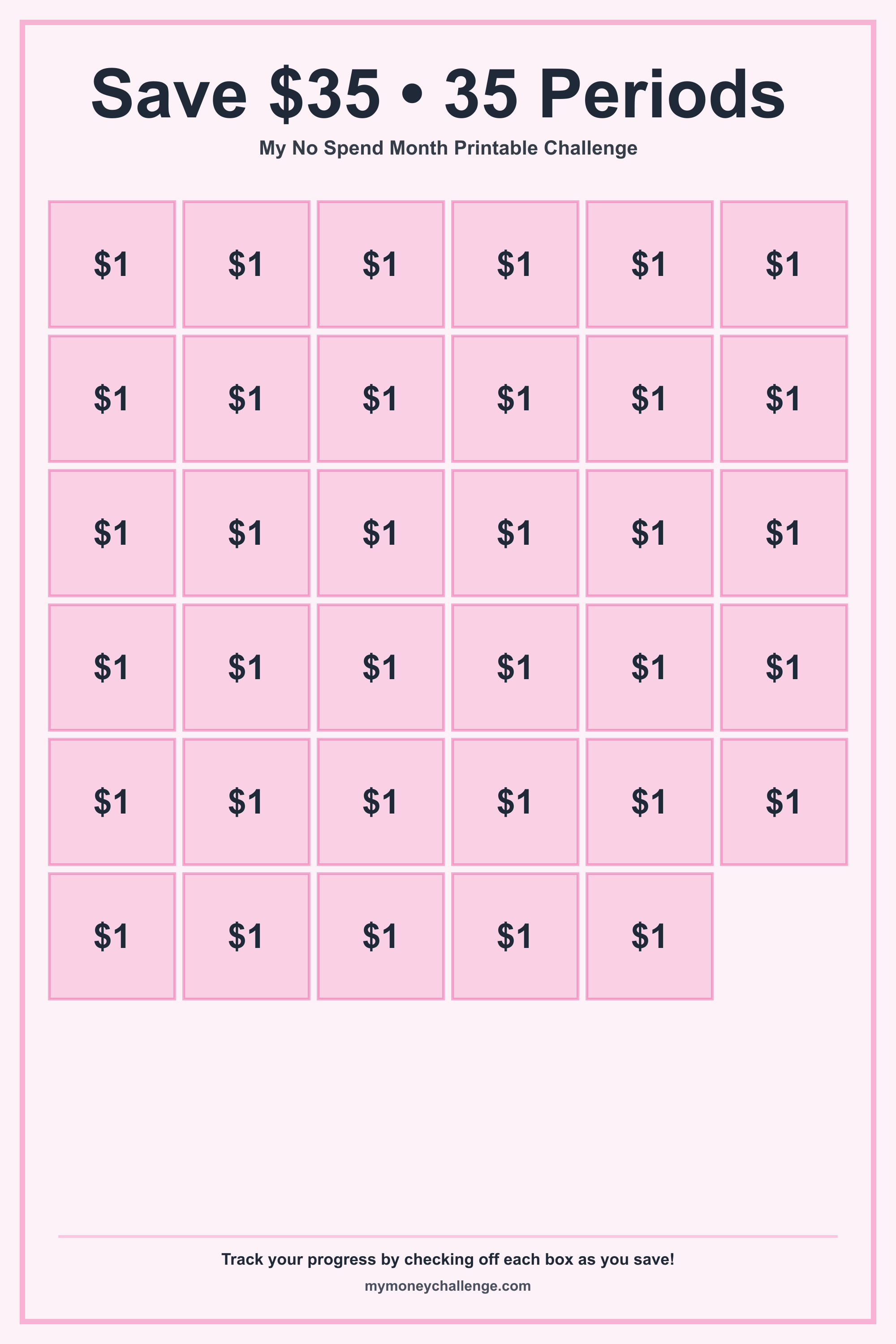 No Spend Month Printable Challenge savings challenge preview - Save $0