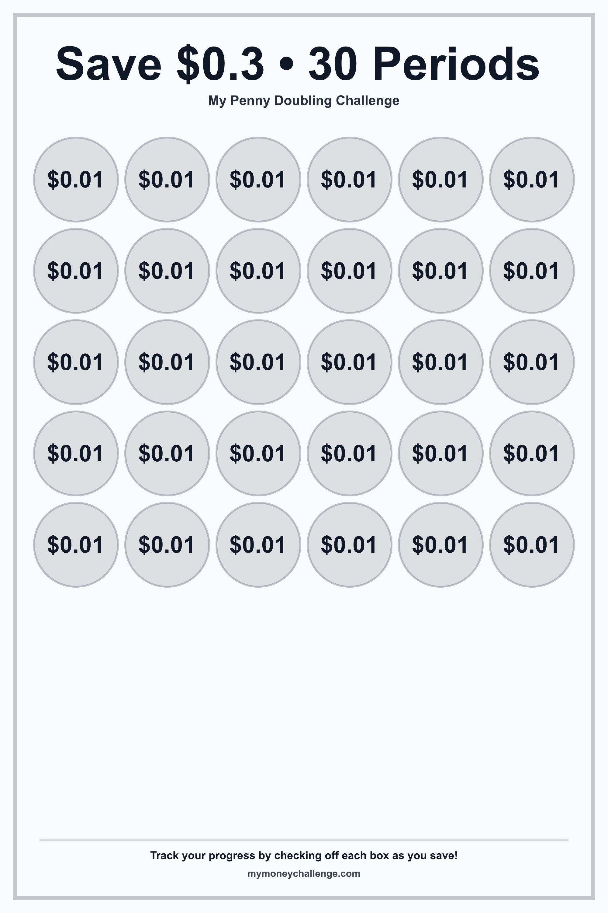 Penny Doubling Challenge savings challenge preview - Save $10,737,418.23