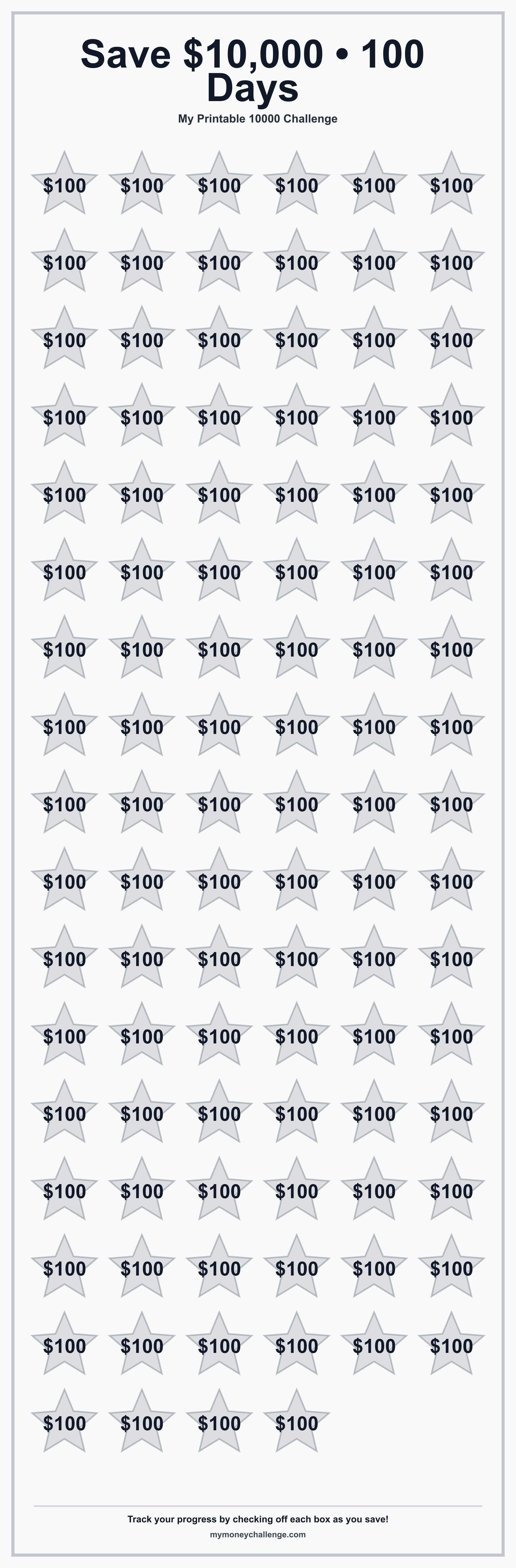 Printable 10000 Challenge savings challenge preview - Save $10,000