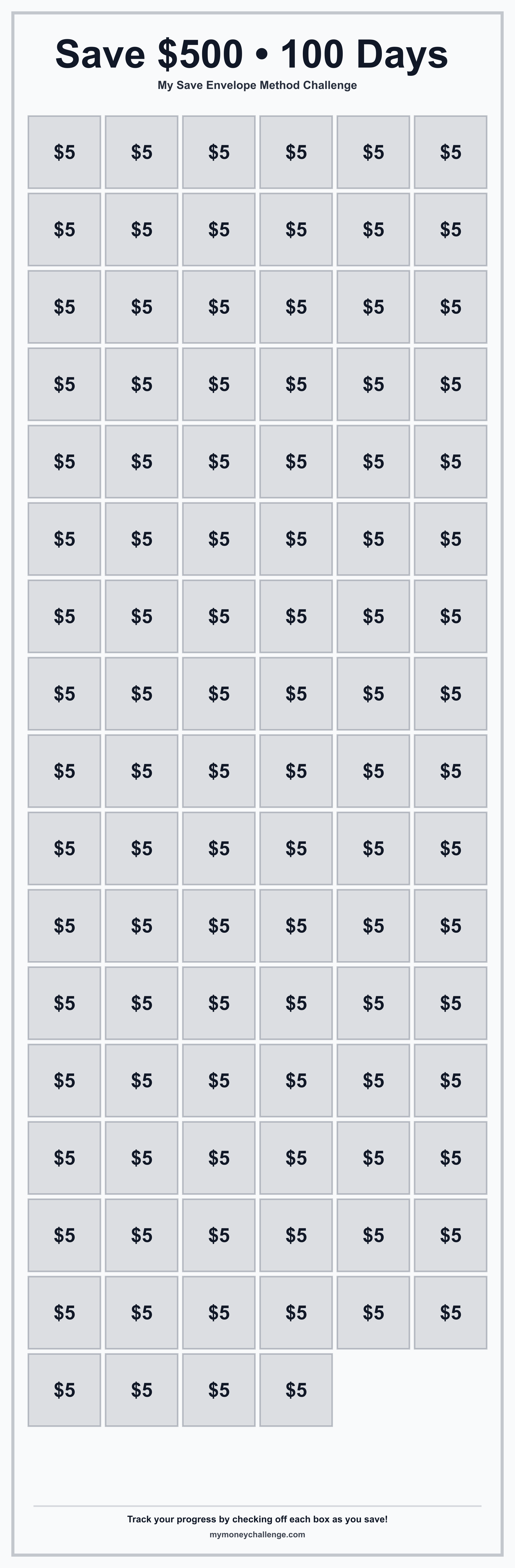 Save Envelope Method Challenge savings challenge preview - Save $1,000