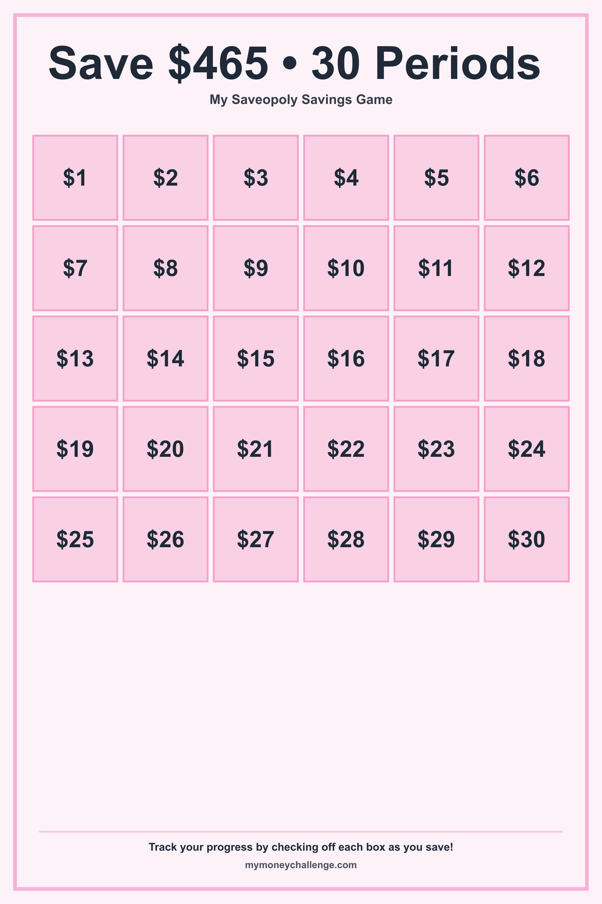 Saveopoly Savings Game savings challenge preview - Save Variable