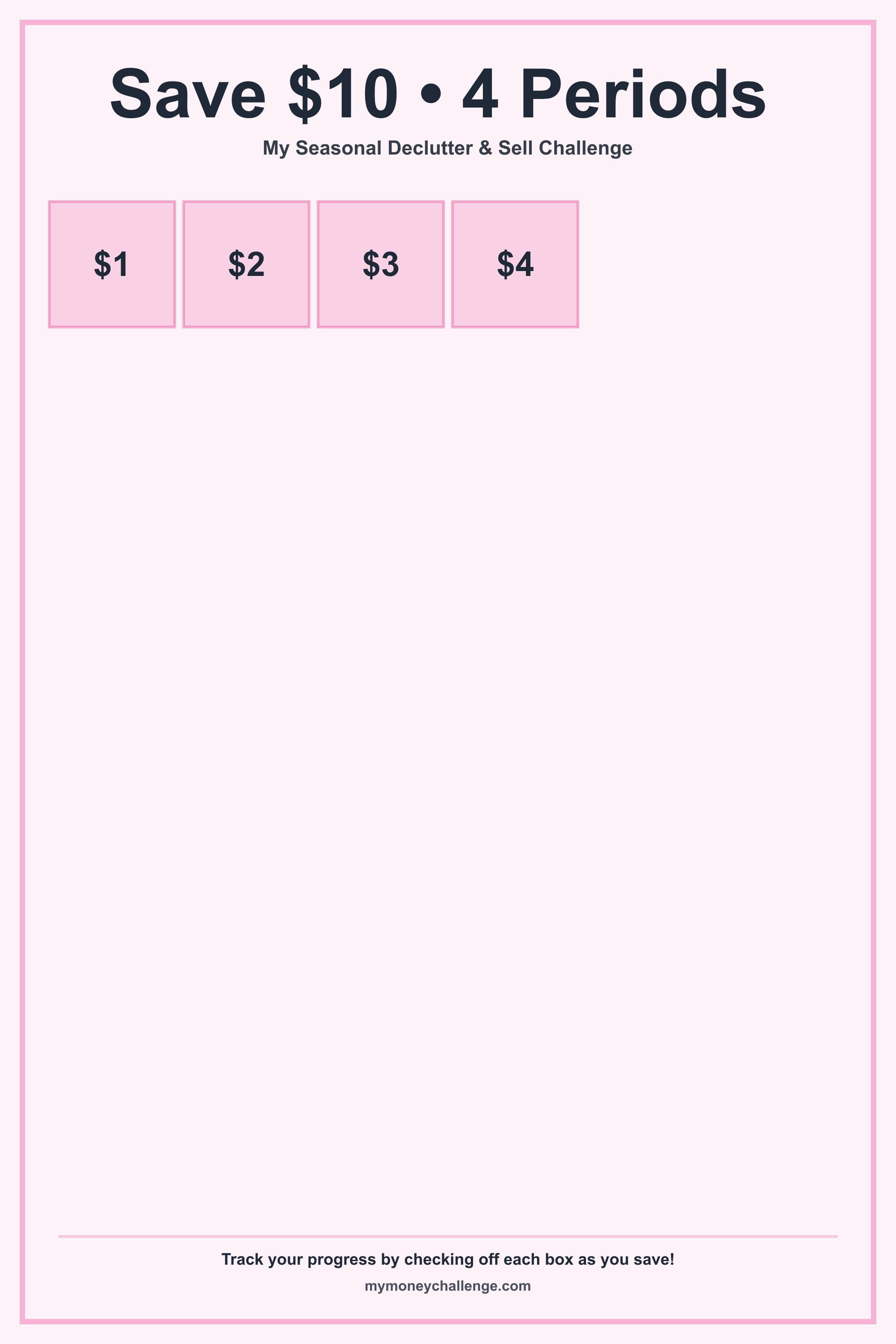 Seasonal Declutter & Sell Challenge savings challenge preview - Save Variable