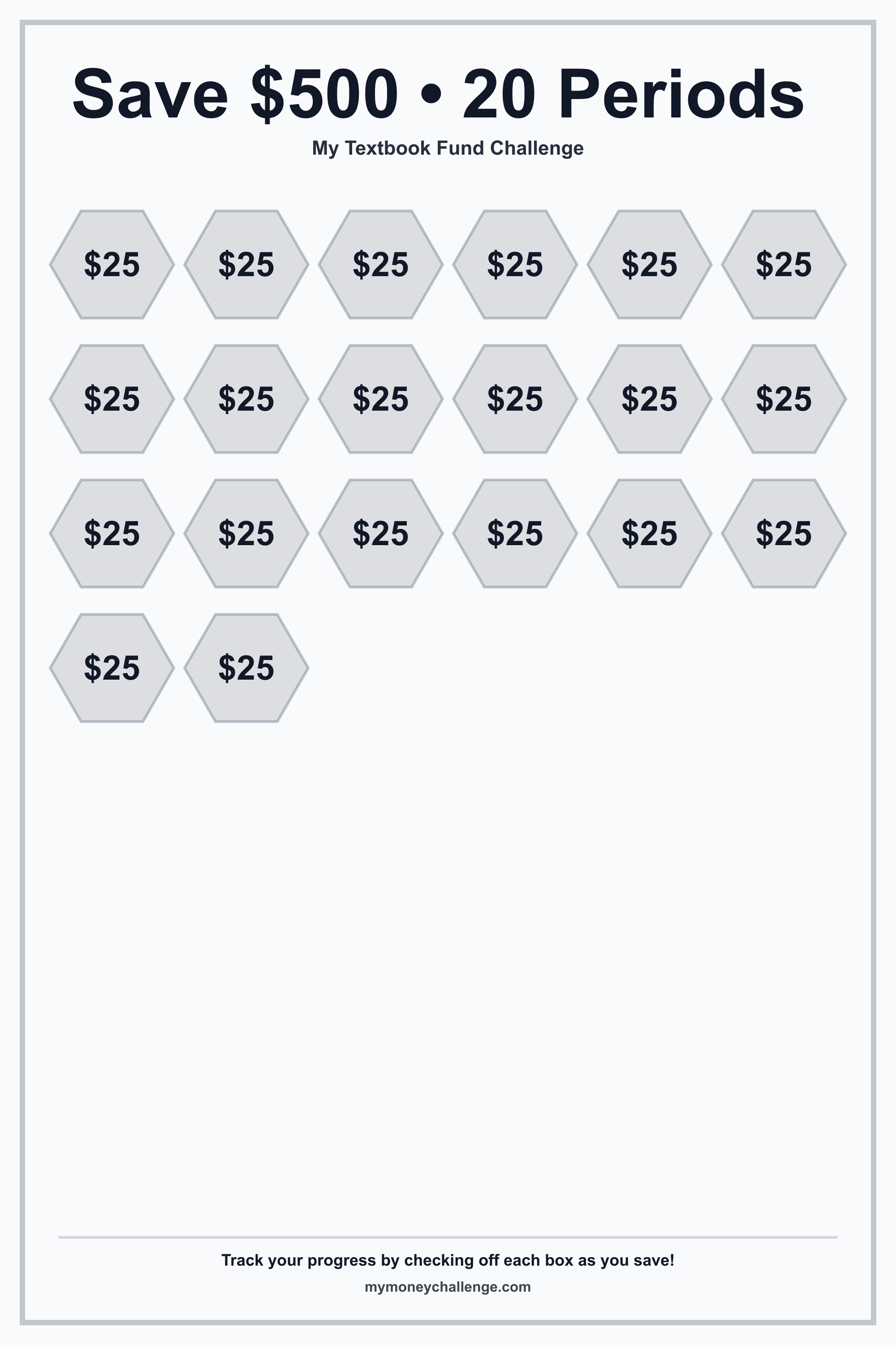 Textbook Fund Savings Challenge savings challenge preview - Save $500