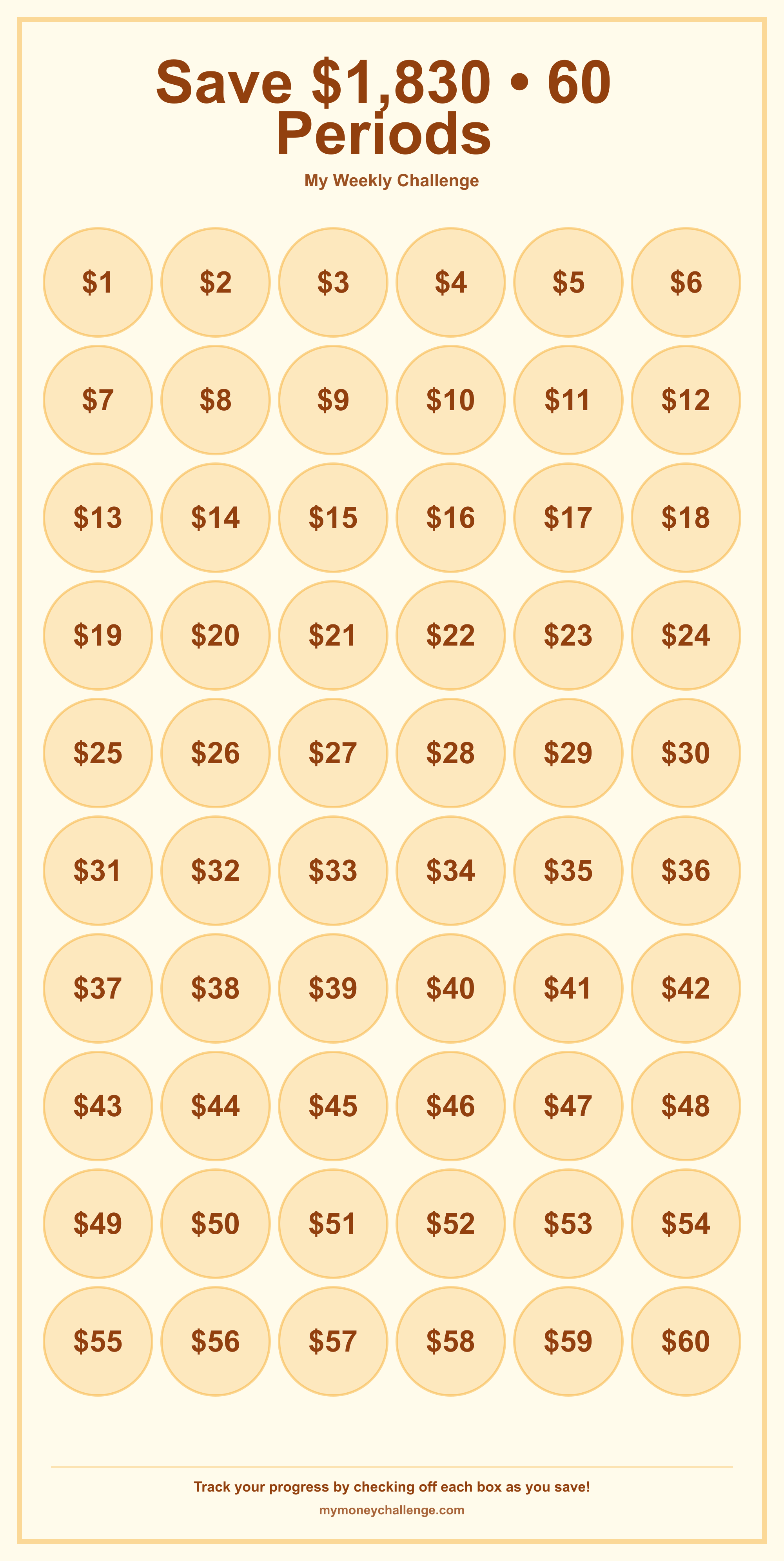 Weekly Challenge savings challenge preview - Save $1,378