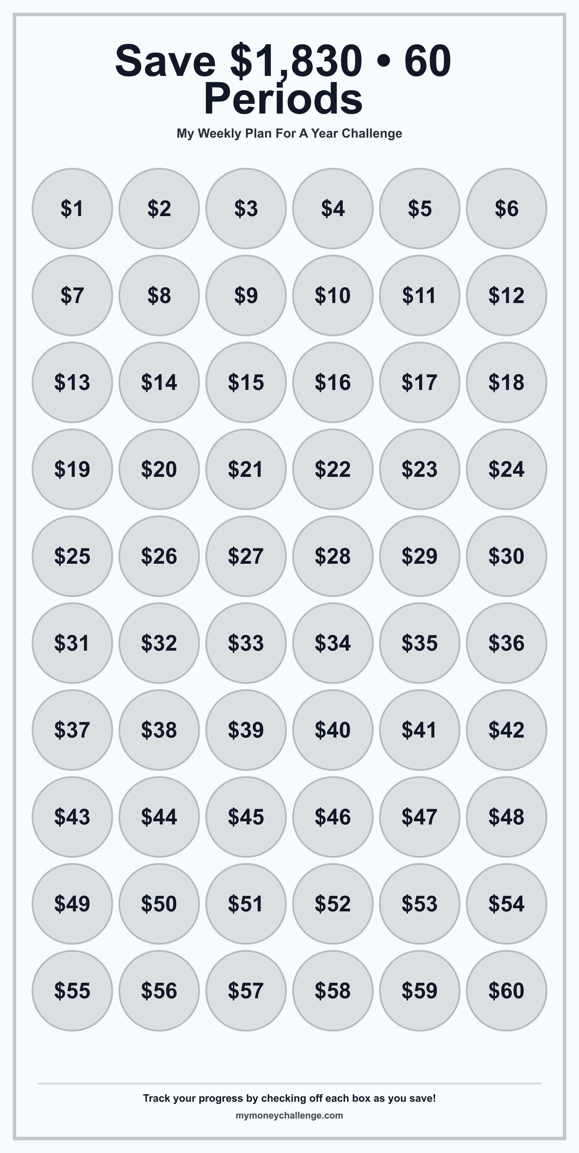 Weekly Plan For A Year Challenge savings challenge preview - Save $1,378